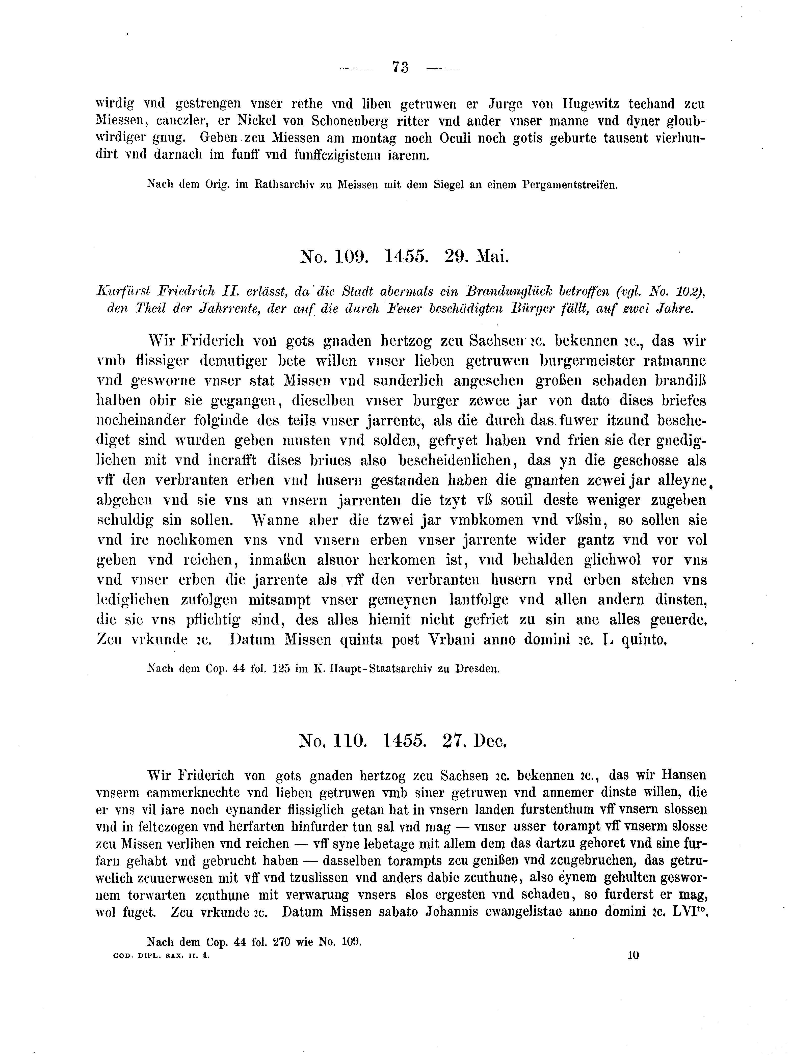 Historische Urkunde Seite 73 aus Band cds2_04