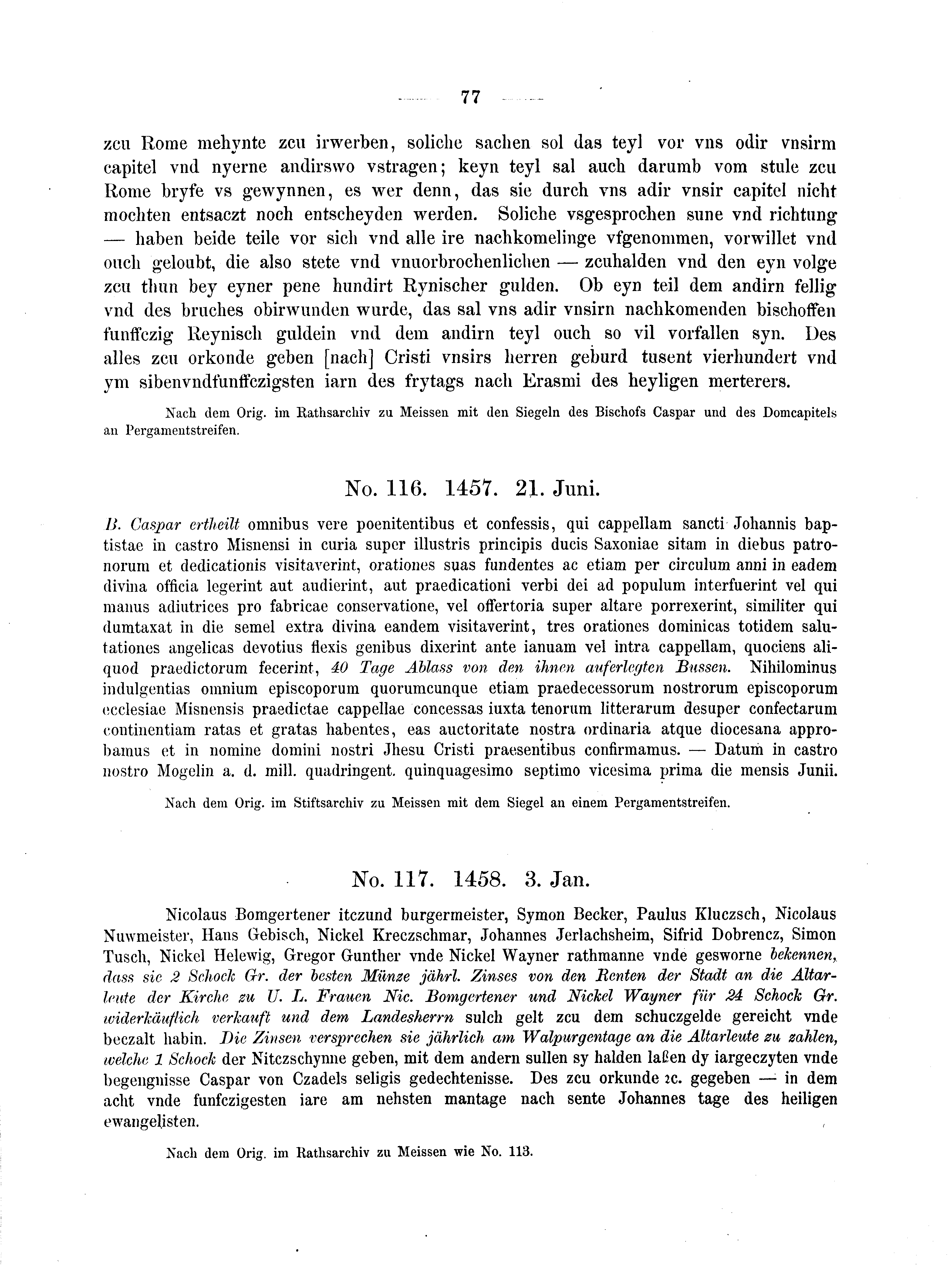 Historische Urkunde Seite 77 aus Band cds2_04