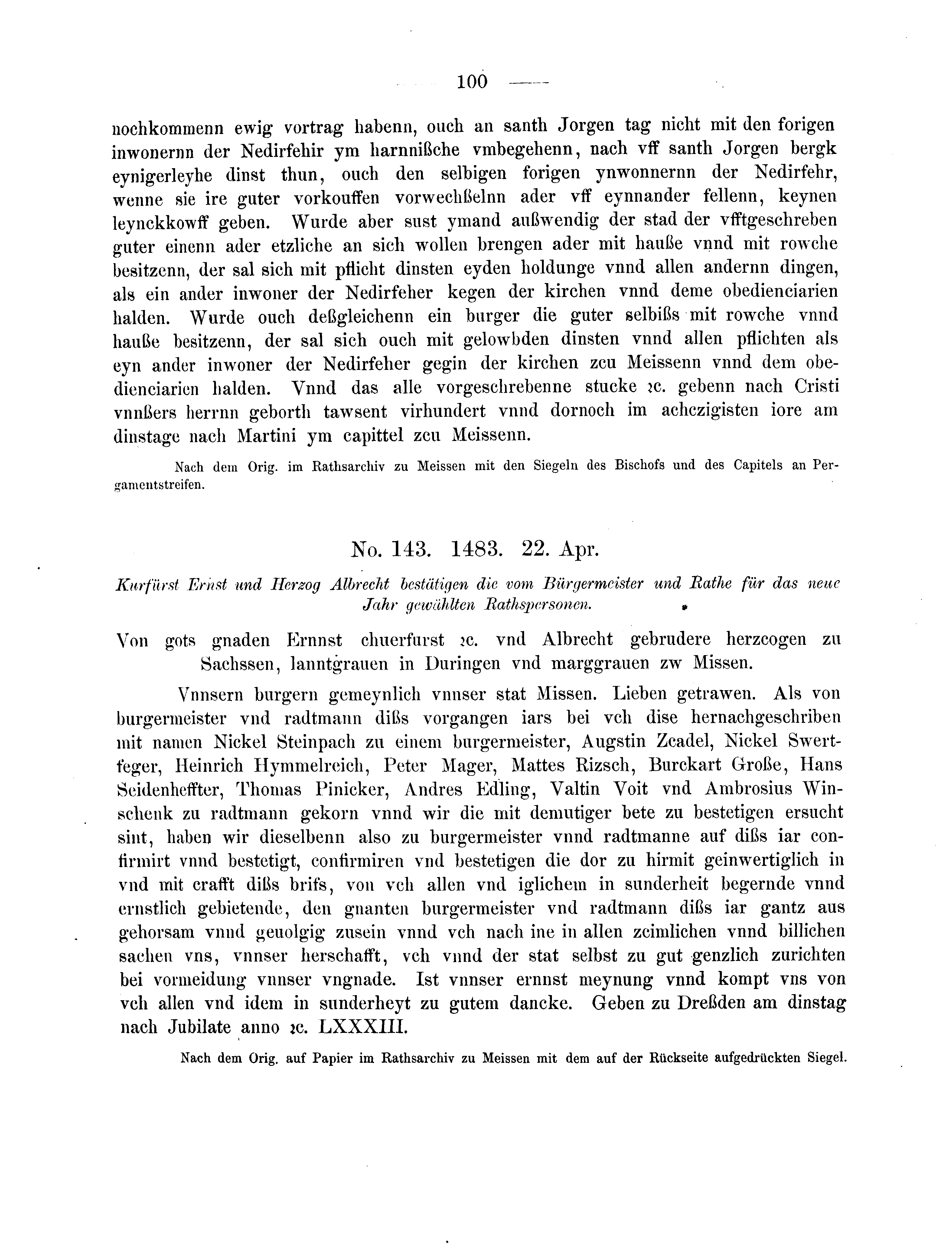 Historische Urkunde Seite 100 aus Band cds2_04