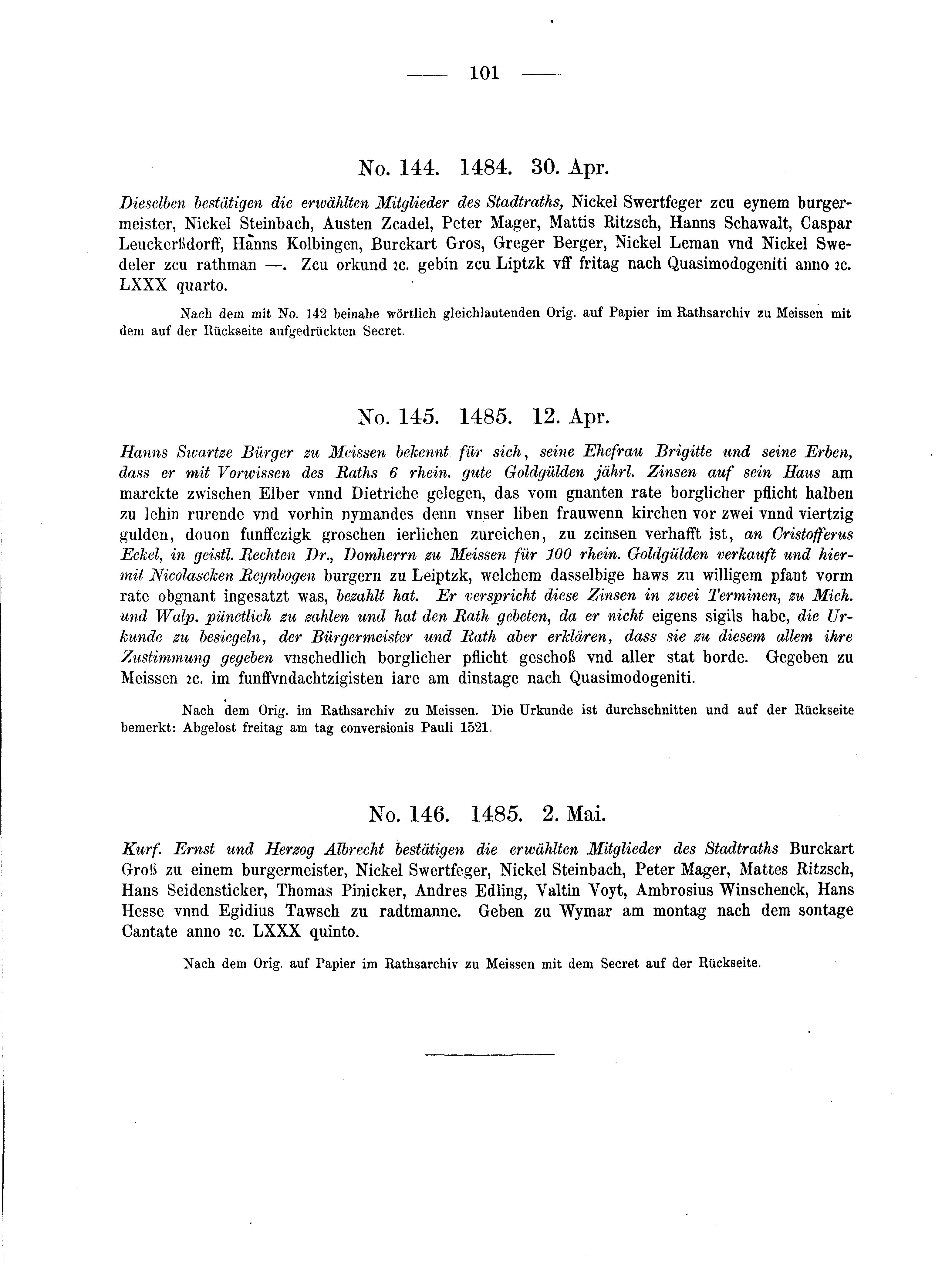 Historische Urkunde Seite 101 aus Band cds2_04