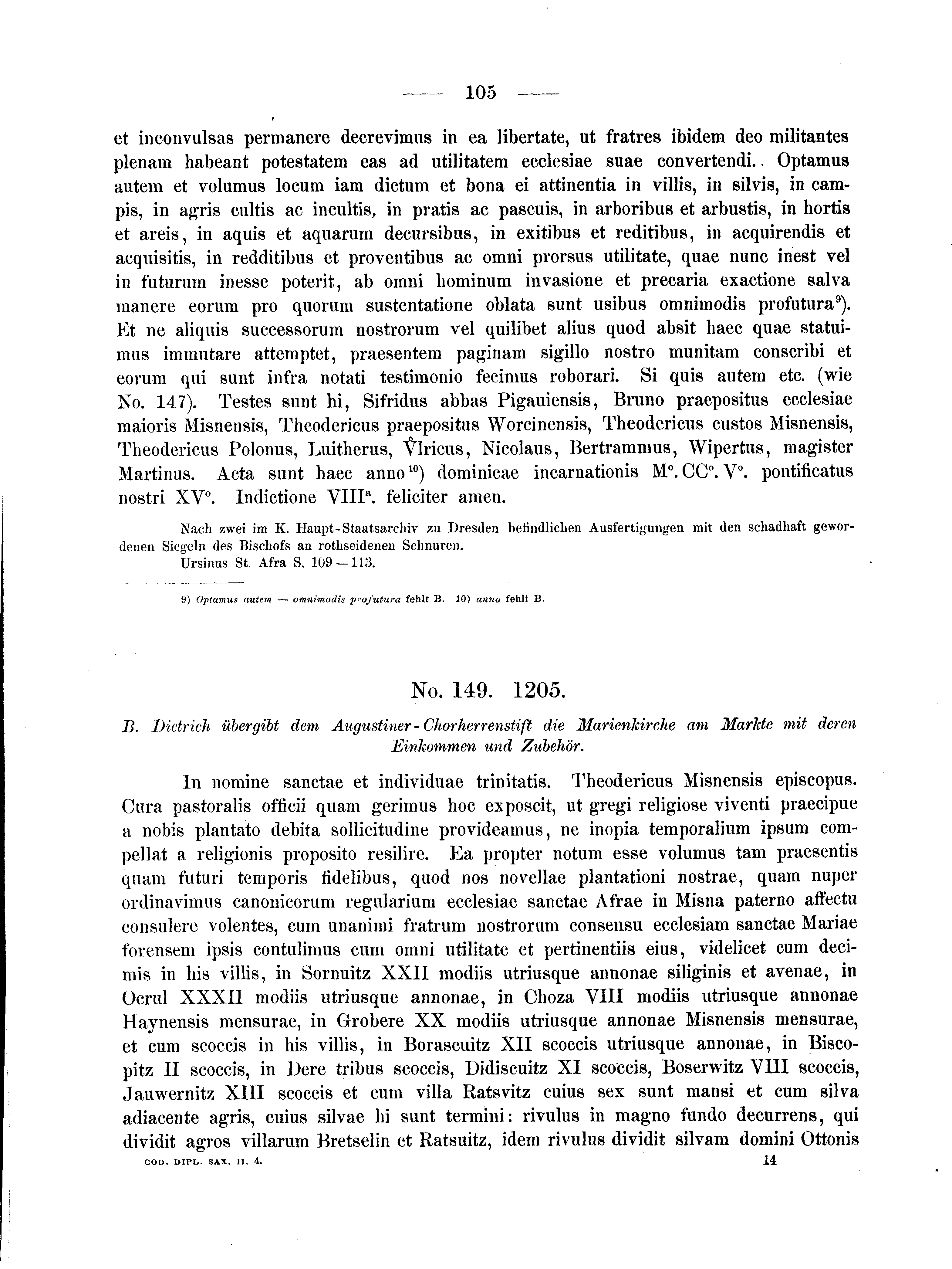 Historische Urkunde Seite 105 aus Band cds2_04