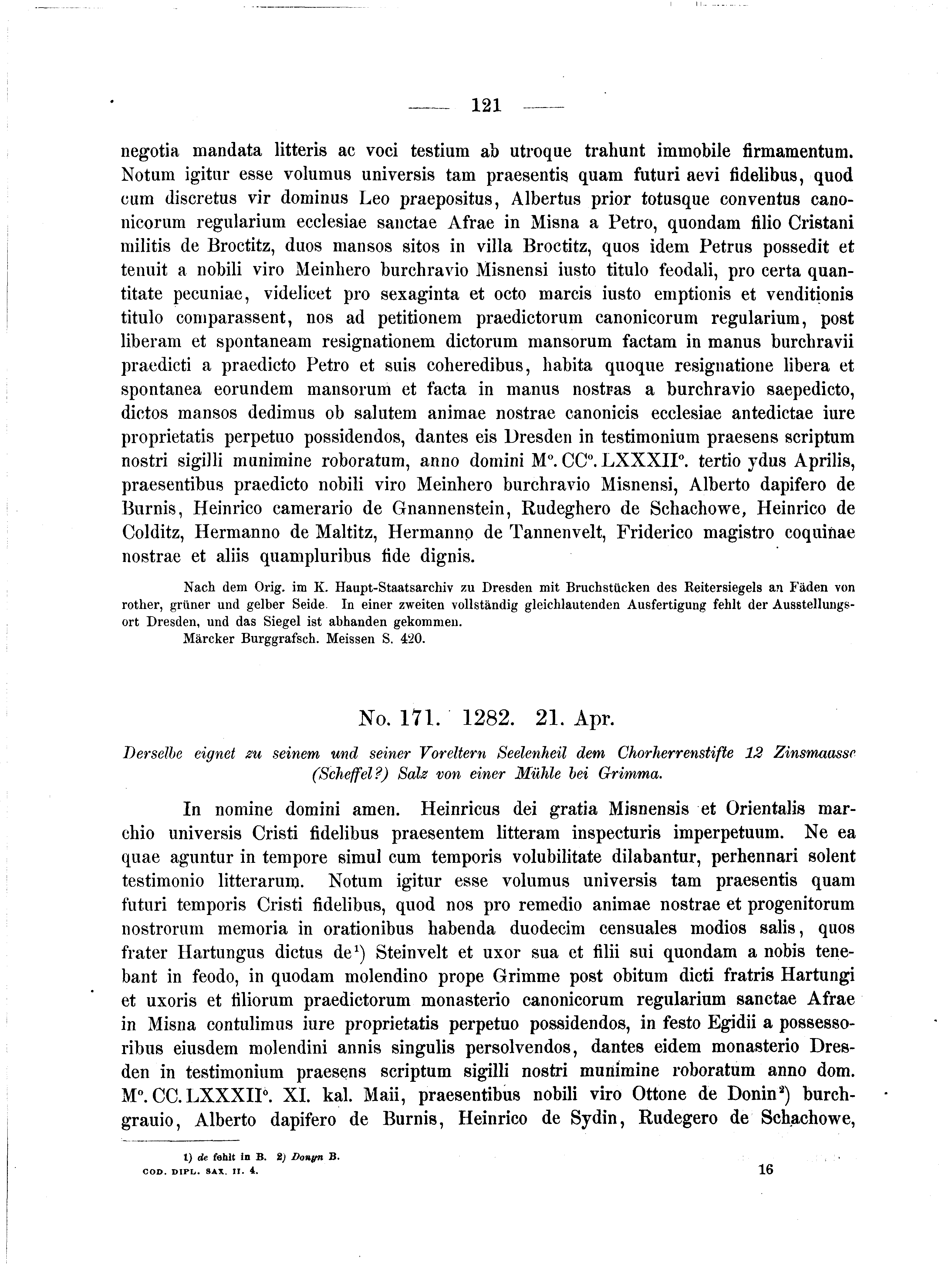 Historische Urkunde Seite 121 aus Band cds2_04