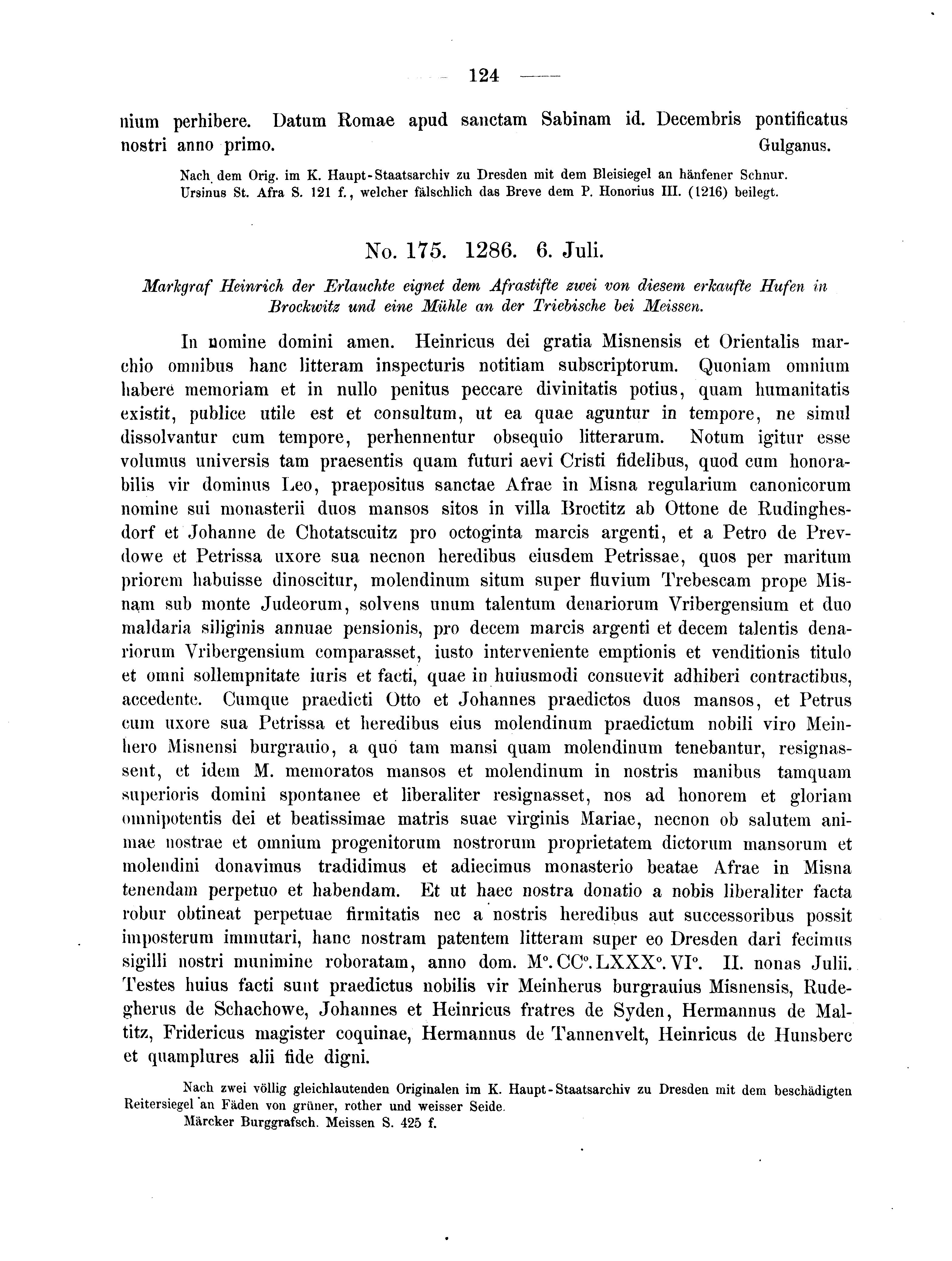 Historische Urkunde Seite 124 aus Band cds2_04