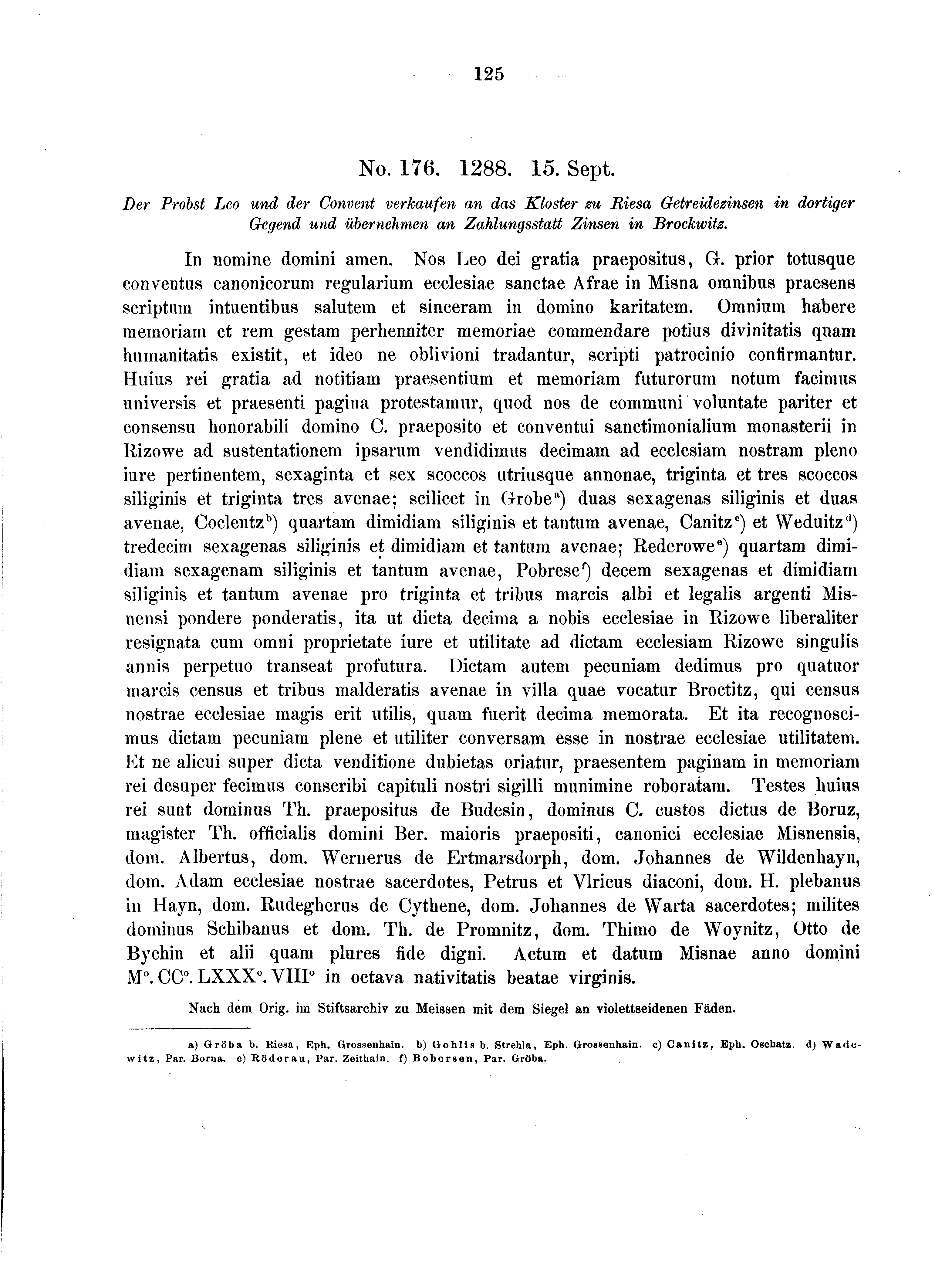 Historische Urkunde Seite 125 aus Band cds2_04