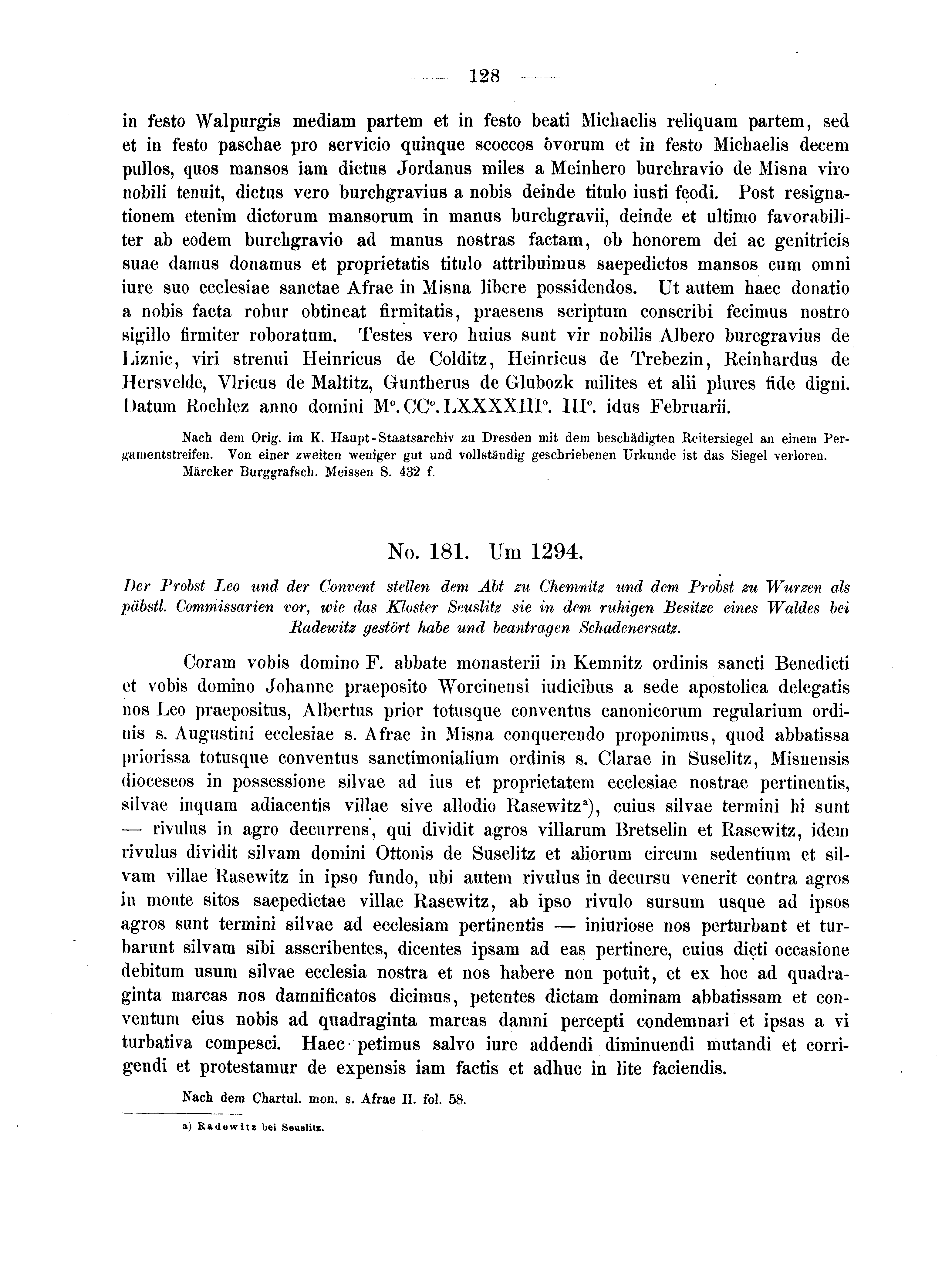 Historische Urkunde Seite 128 aus Band cds2_04