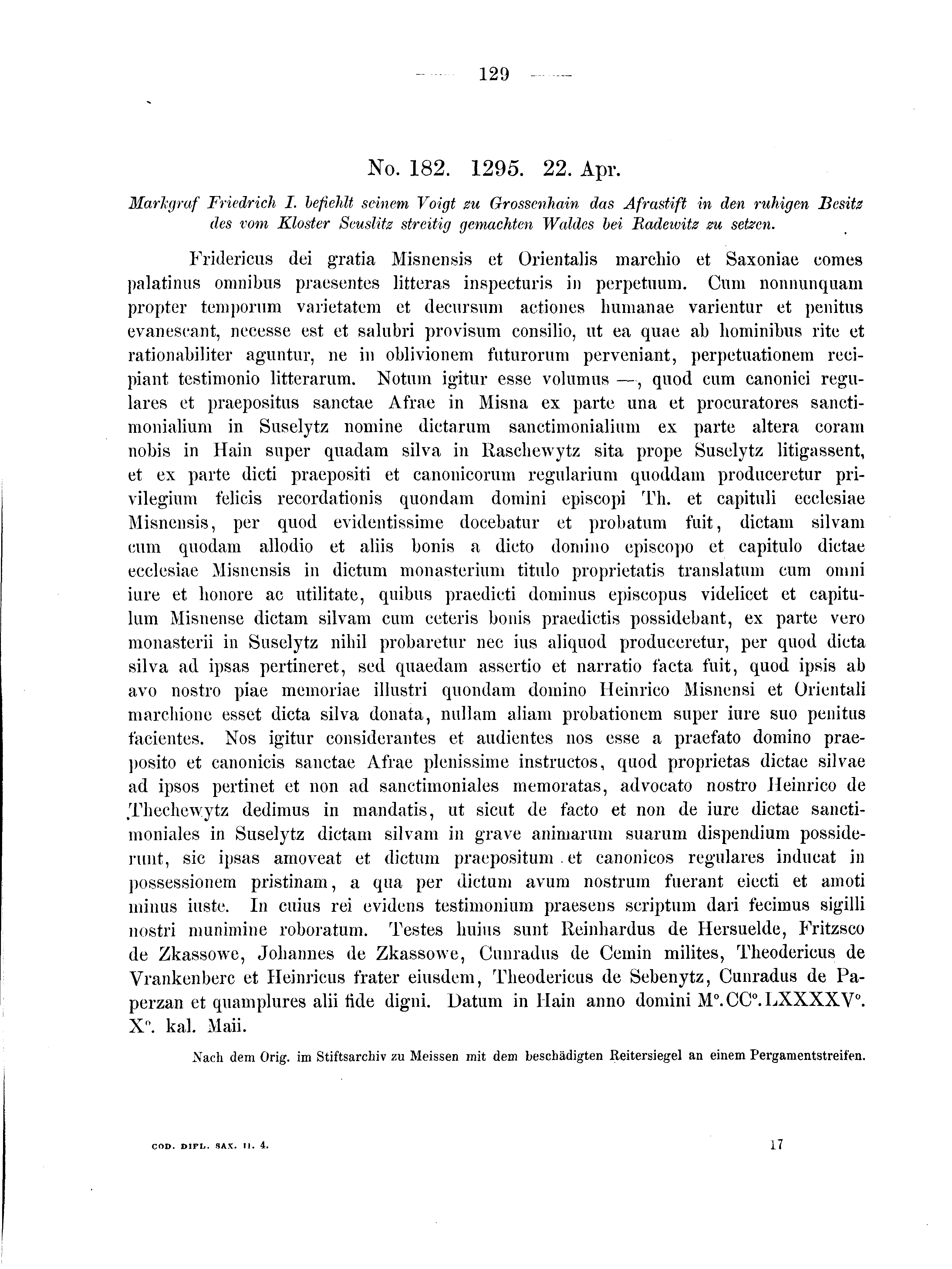 Historische Urkunde Seite 129 aus Band cds2_04