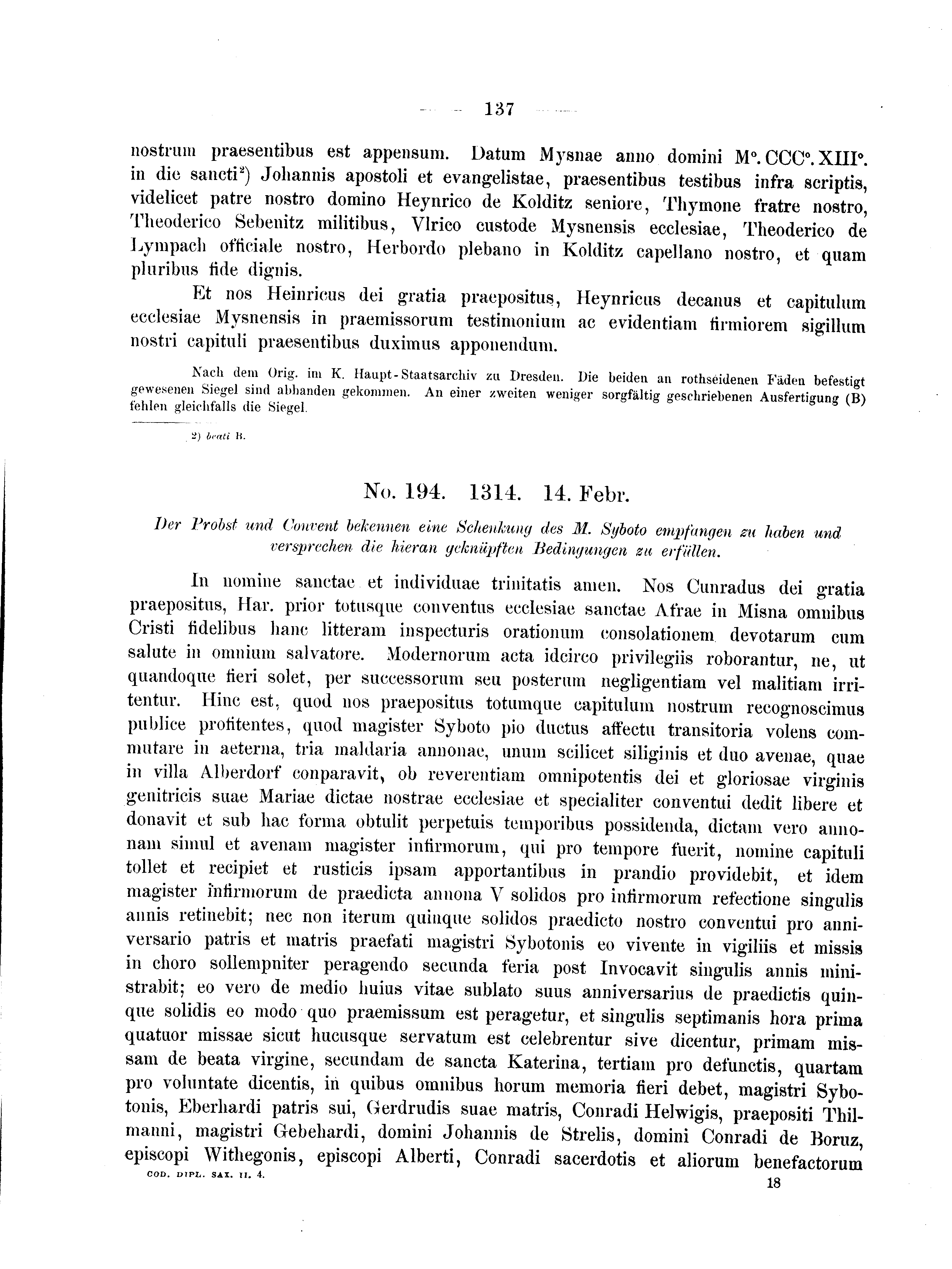 Historische Urkunde Seite 137 aus Band cds2_04