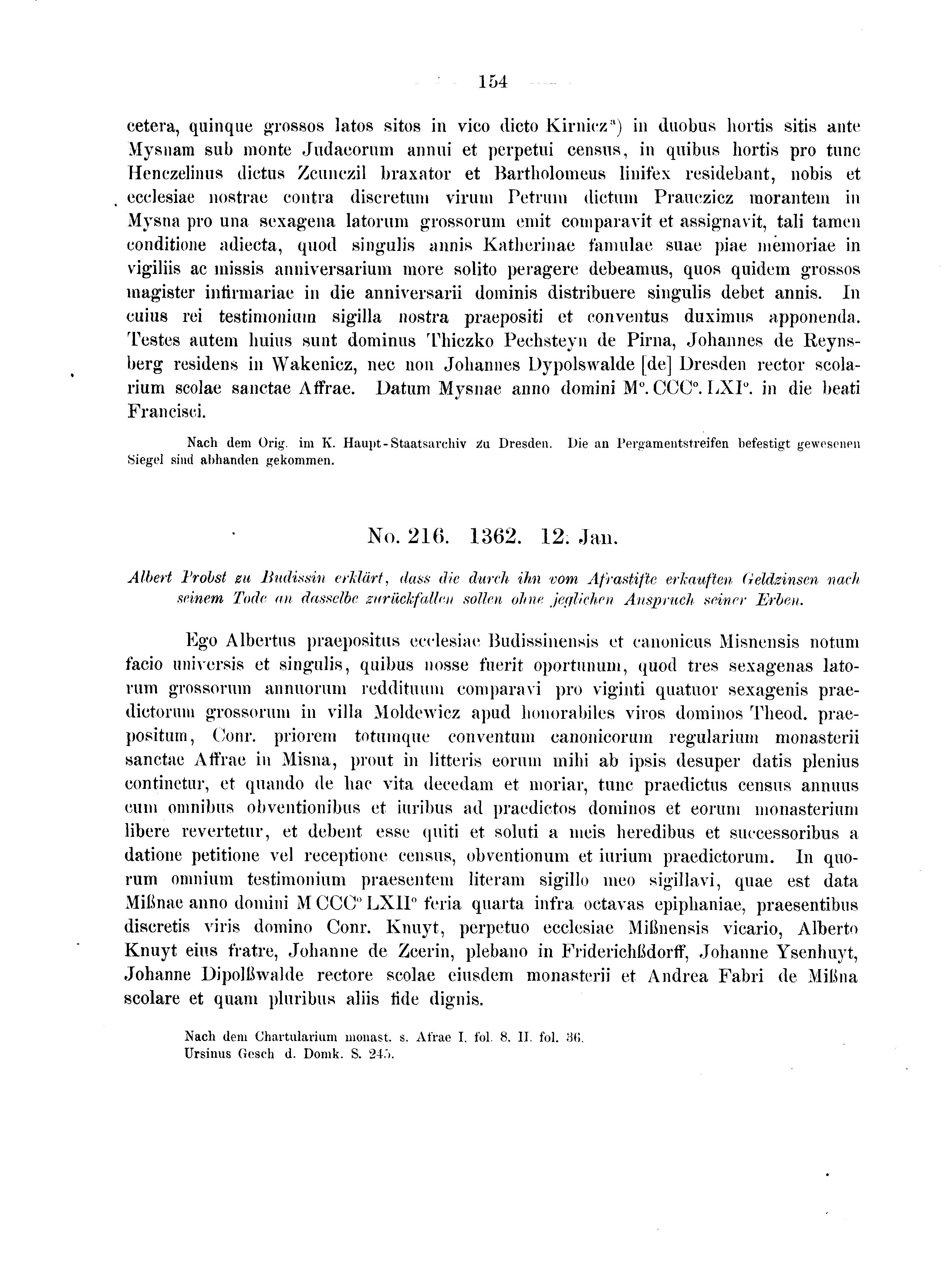 Historische Urkunde Seite 154 aus Band cds2_04
