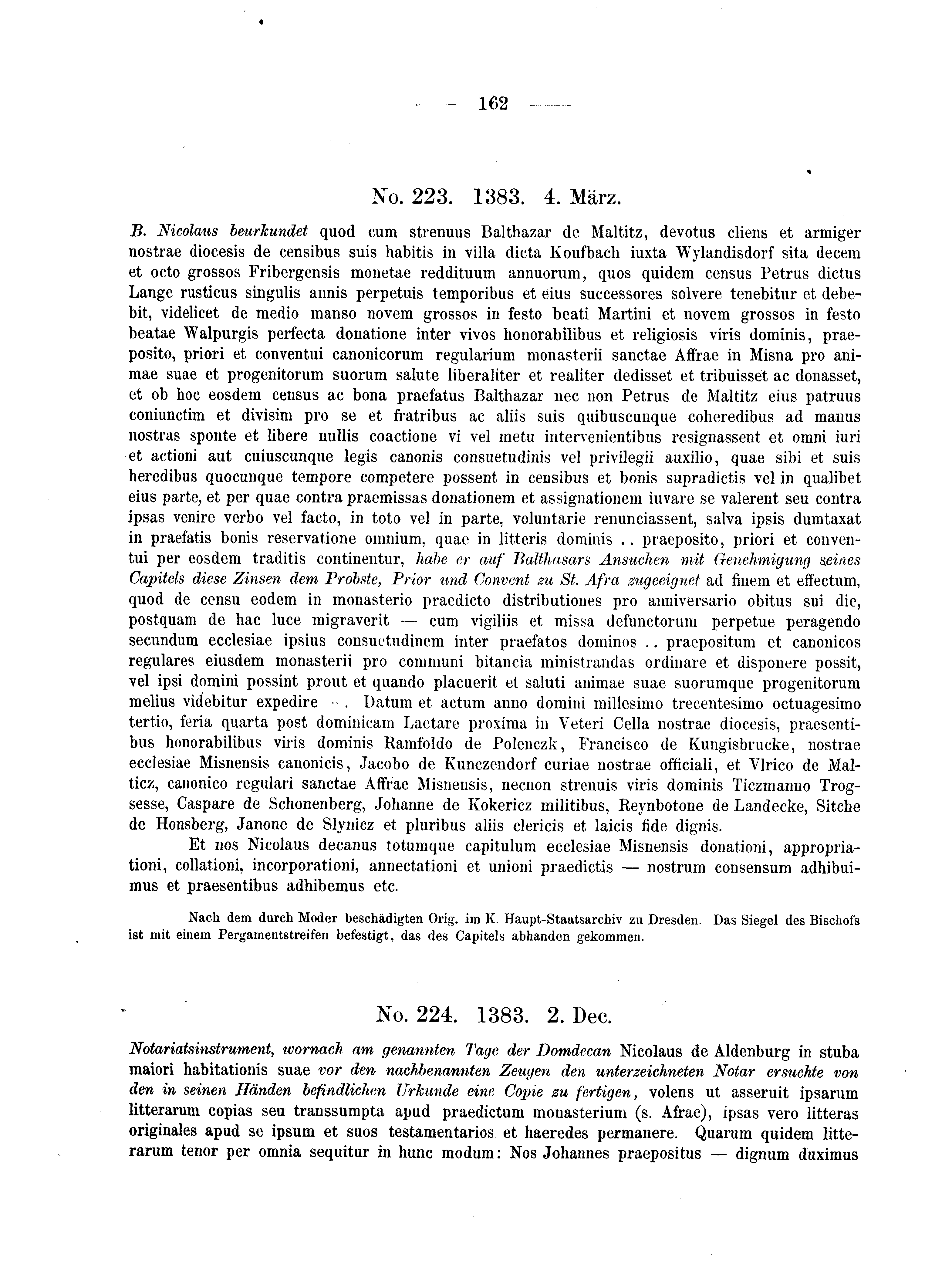 Historische Urkunde Seite 162 aus Band cds2_04