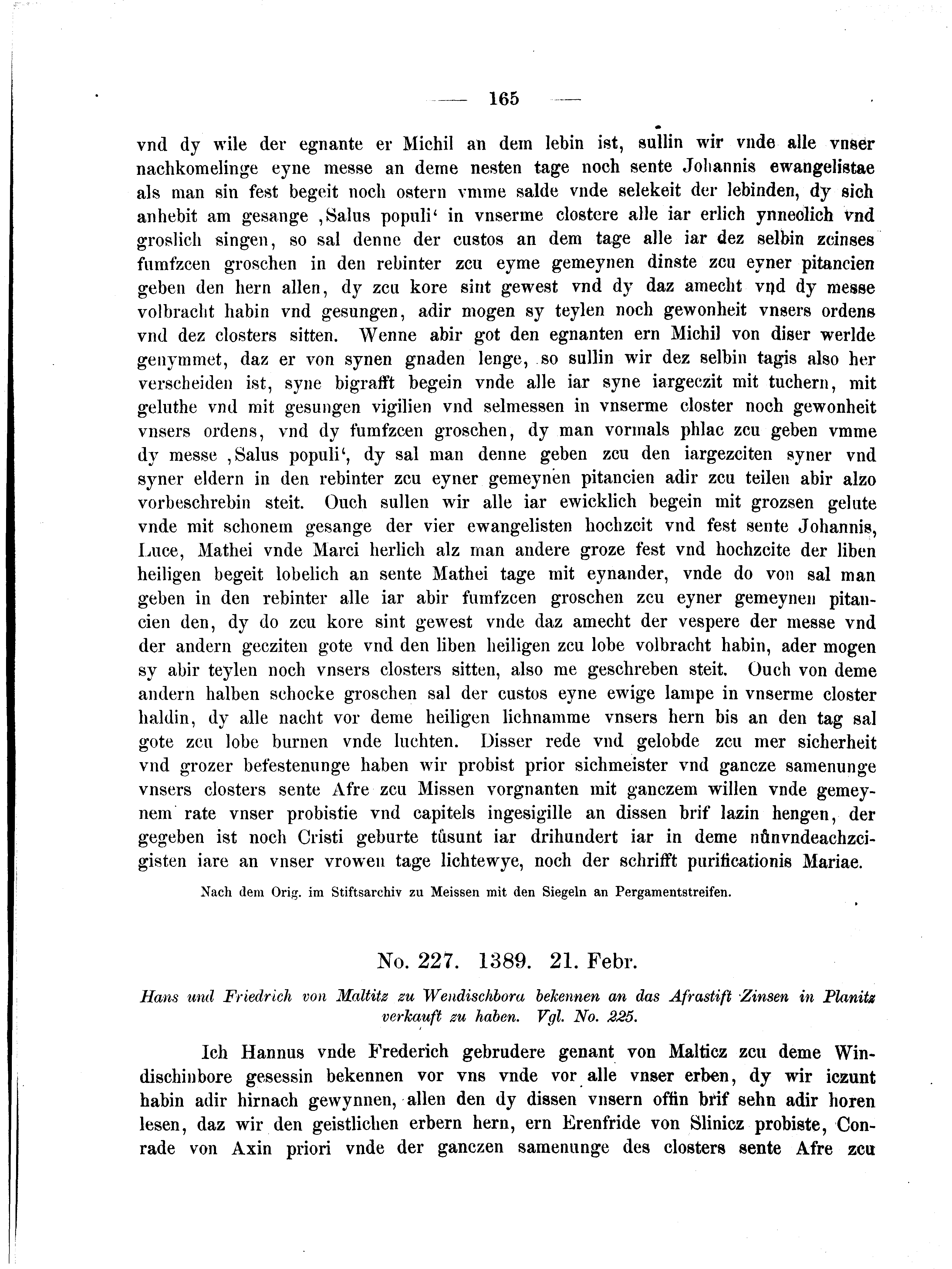 Historische Urkunde Seite 165 aus Band cds2_04