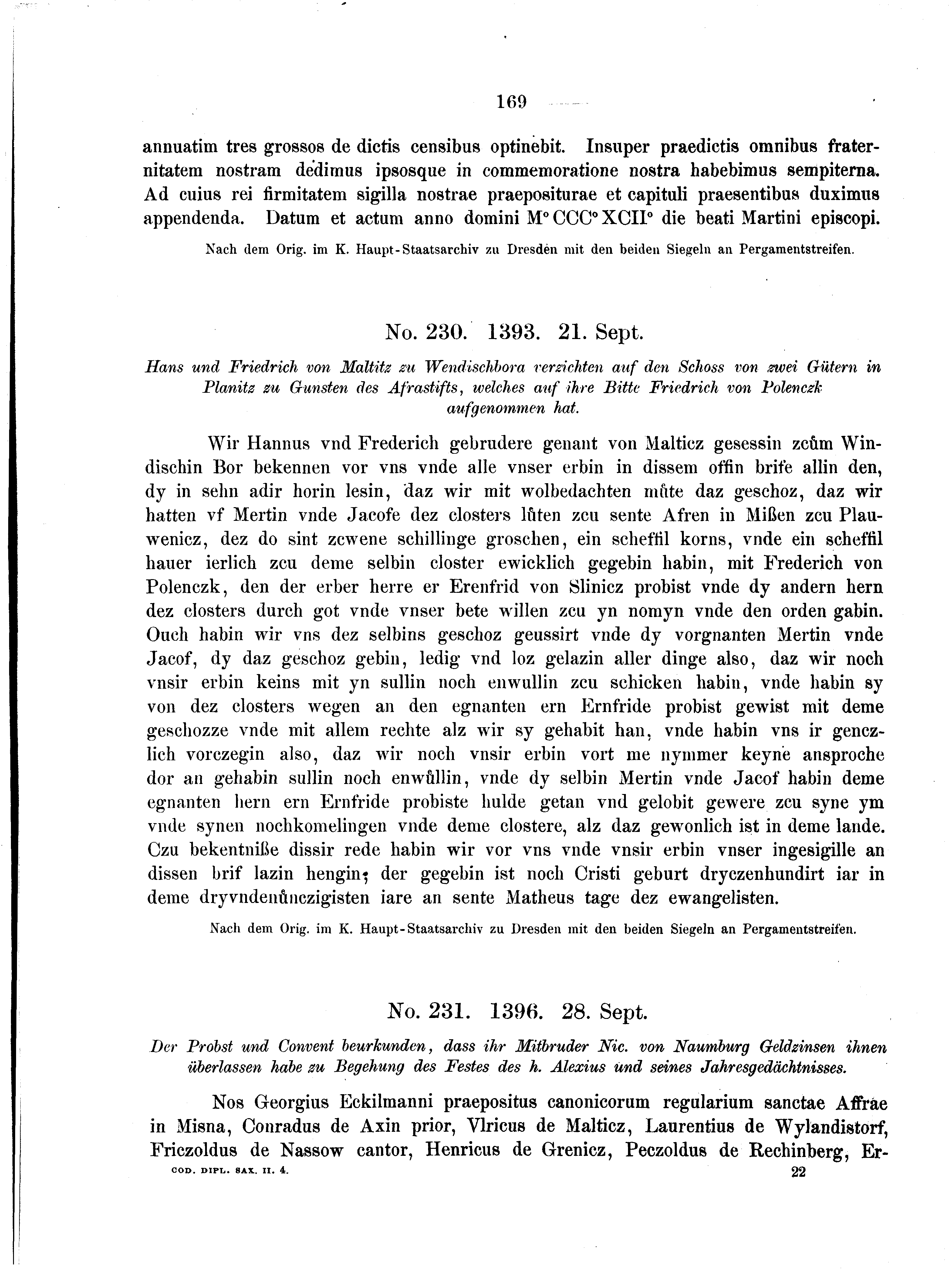 Historische Urkunde Seite 169 aus Band cds2_04