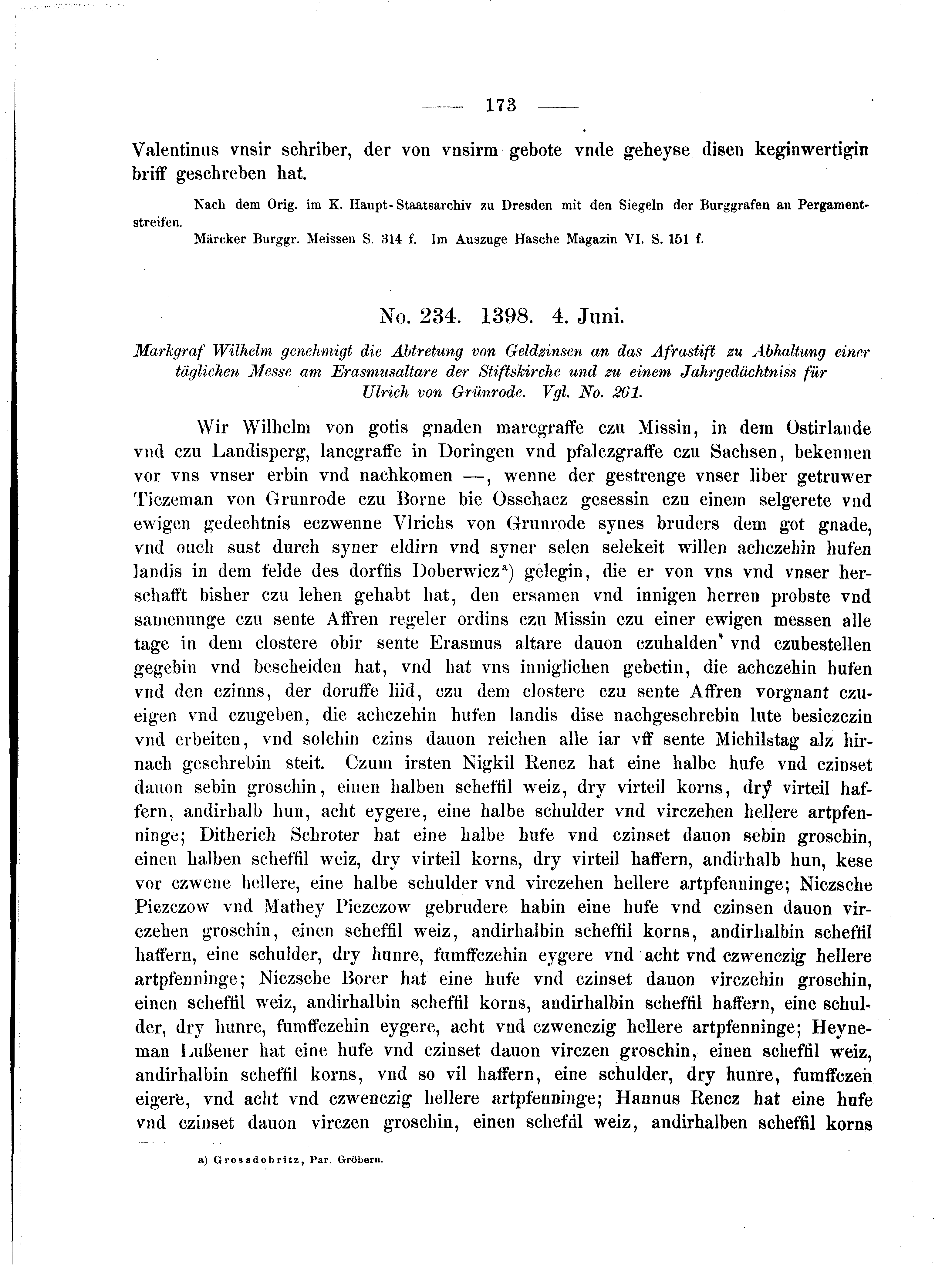 Historische Urkunde Seite 173 aus Band cds2_04