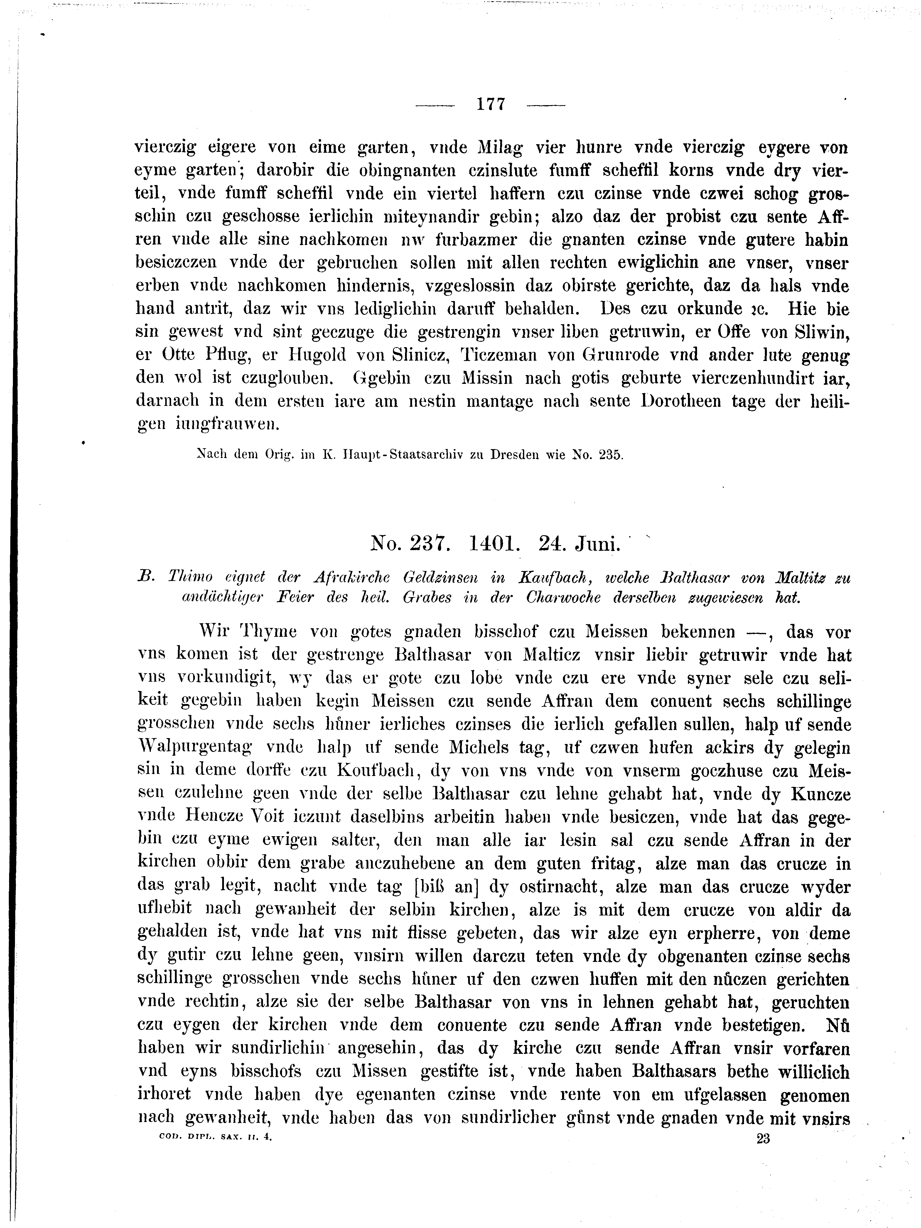 Historische Urkunde Seite 177 aus Band cds2_04