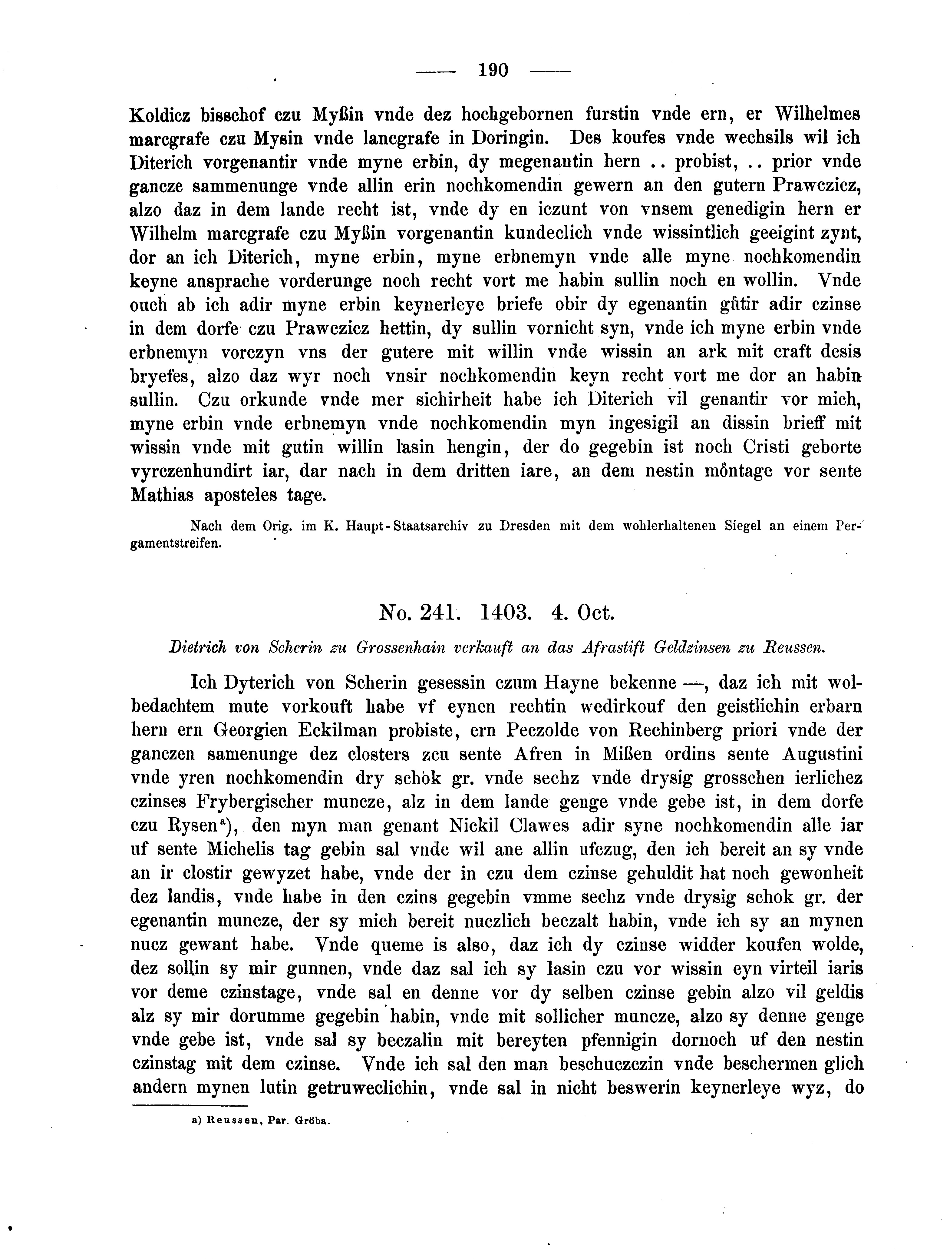 Historische Urkunde Seite 190 aus Band cds2_04