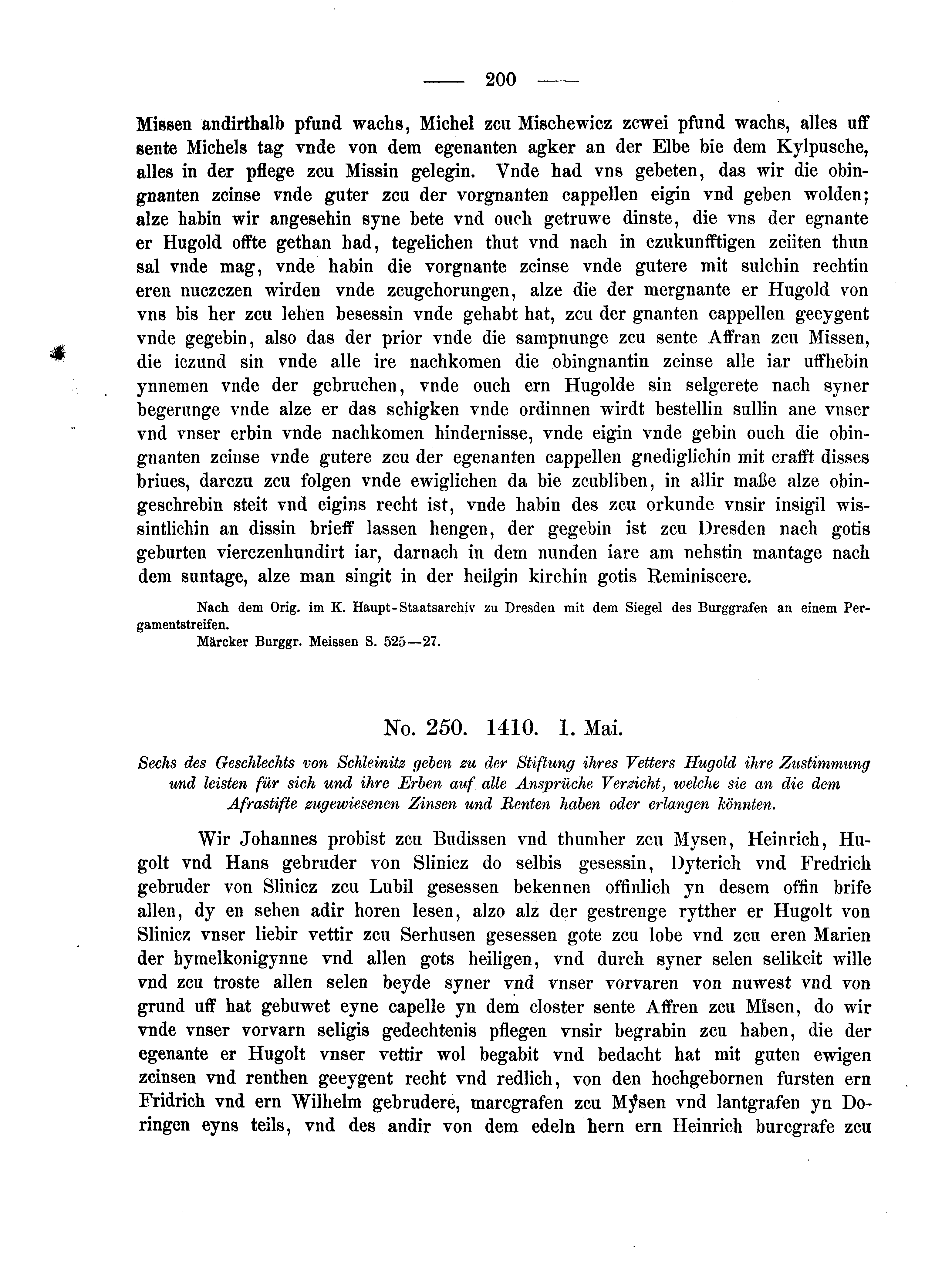 Historische Urkunde Seite 200 aus Band cds2_04