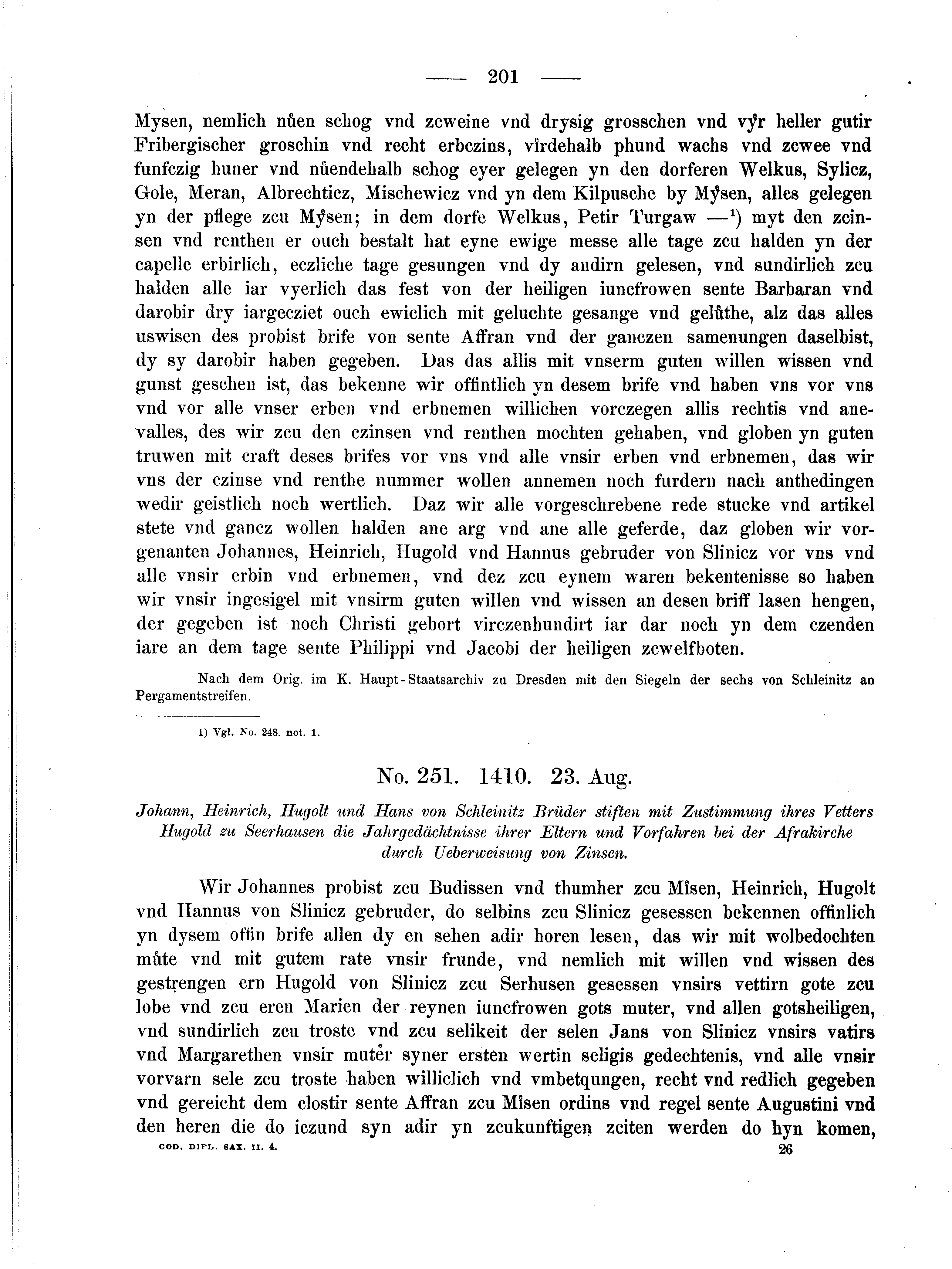 Historische Urkunde Seite 201 aus Band cds2_04