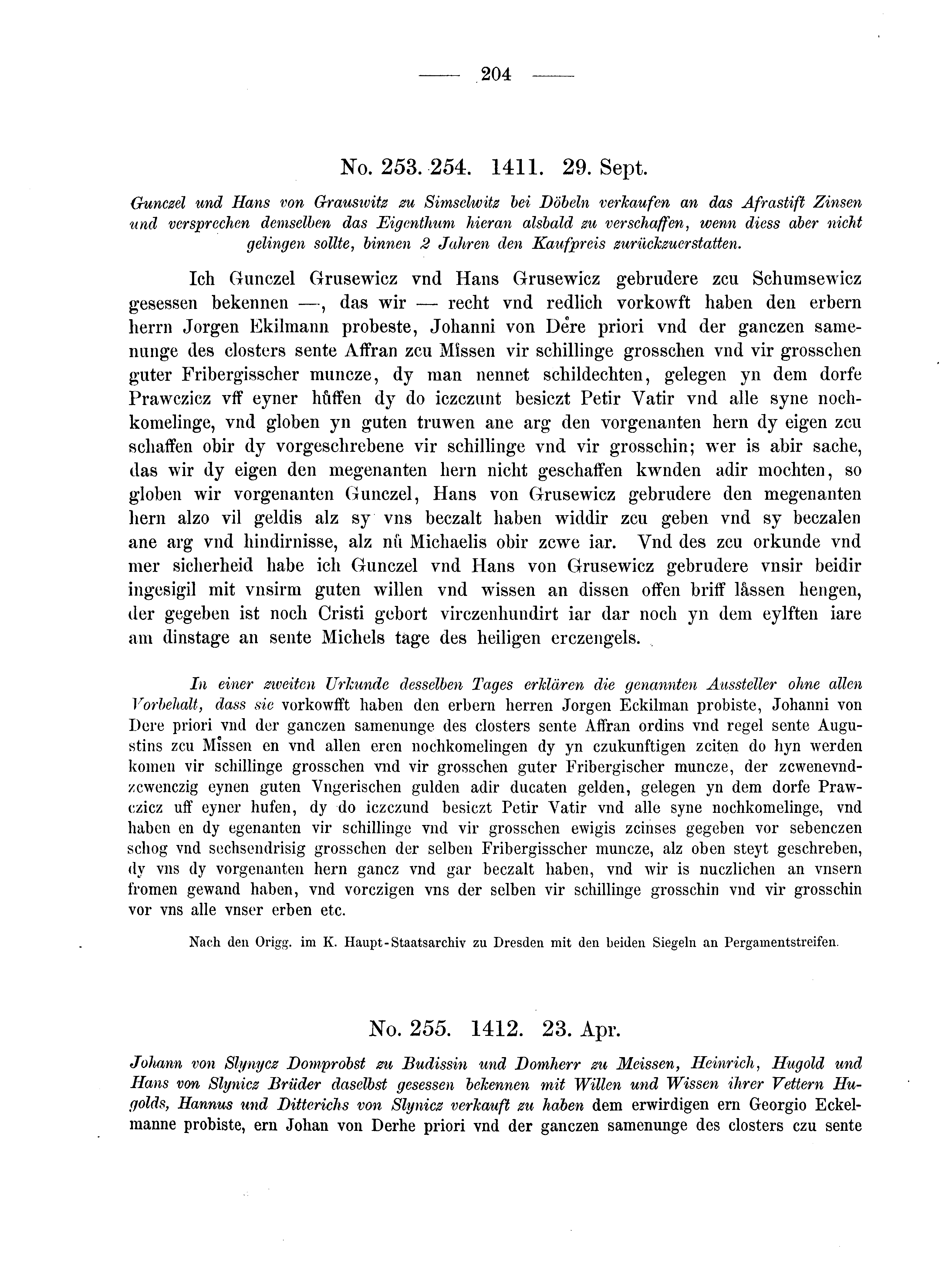 Historische Urkunde Seite 204 aus Band cds2_04
