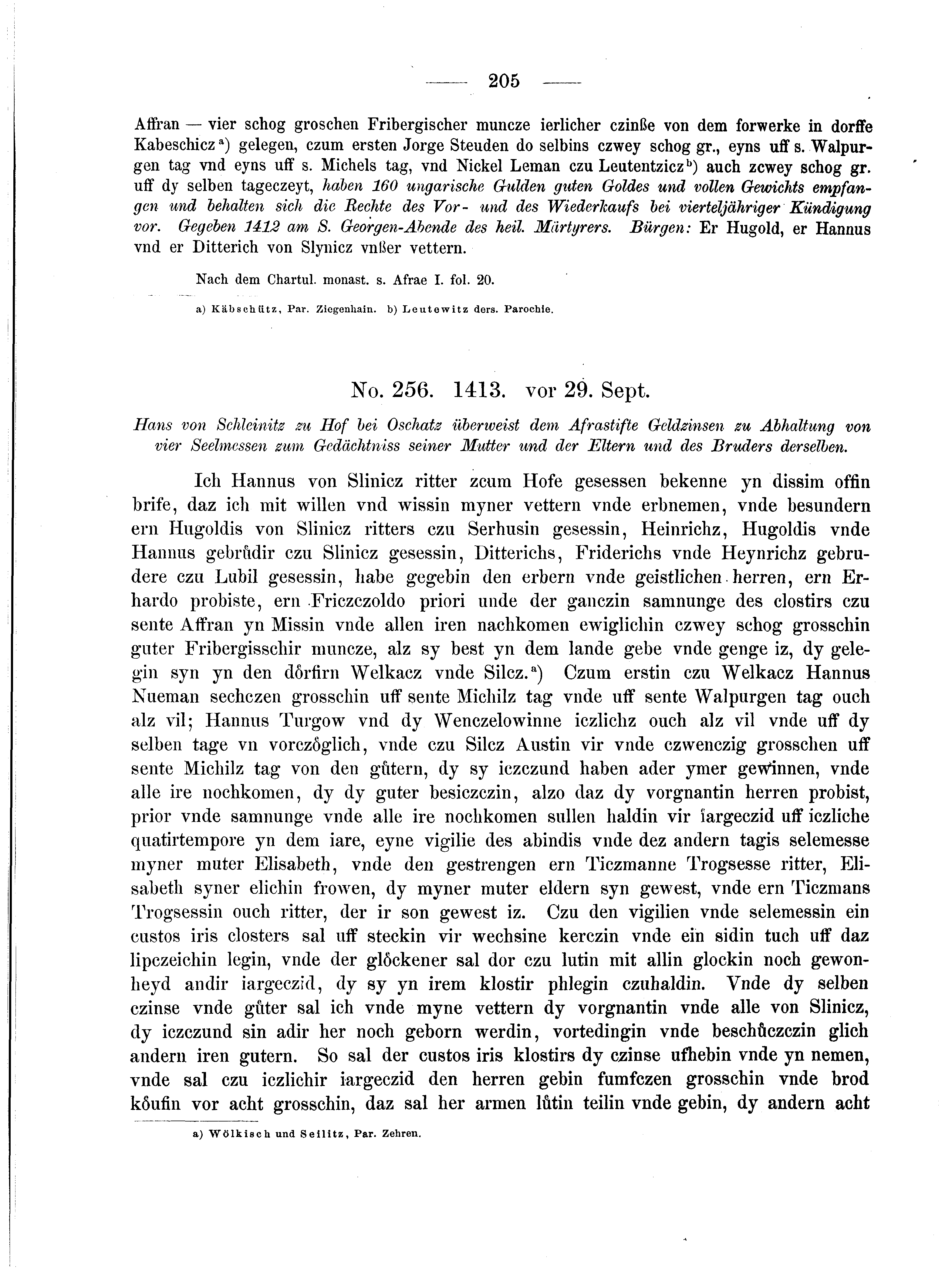 Historische Urkunde Seite 205 aus Band cds2_04