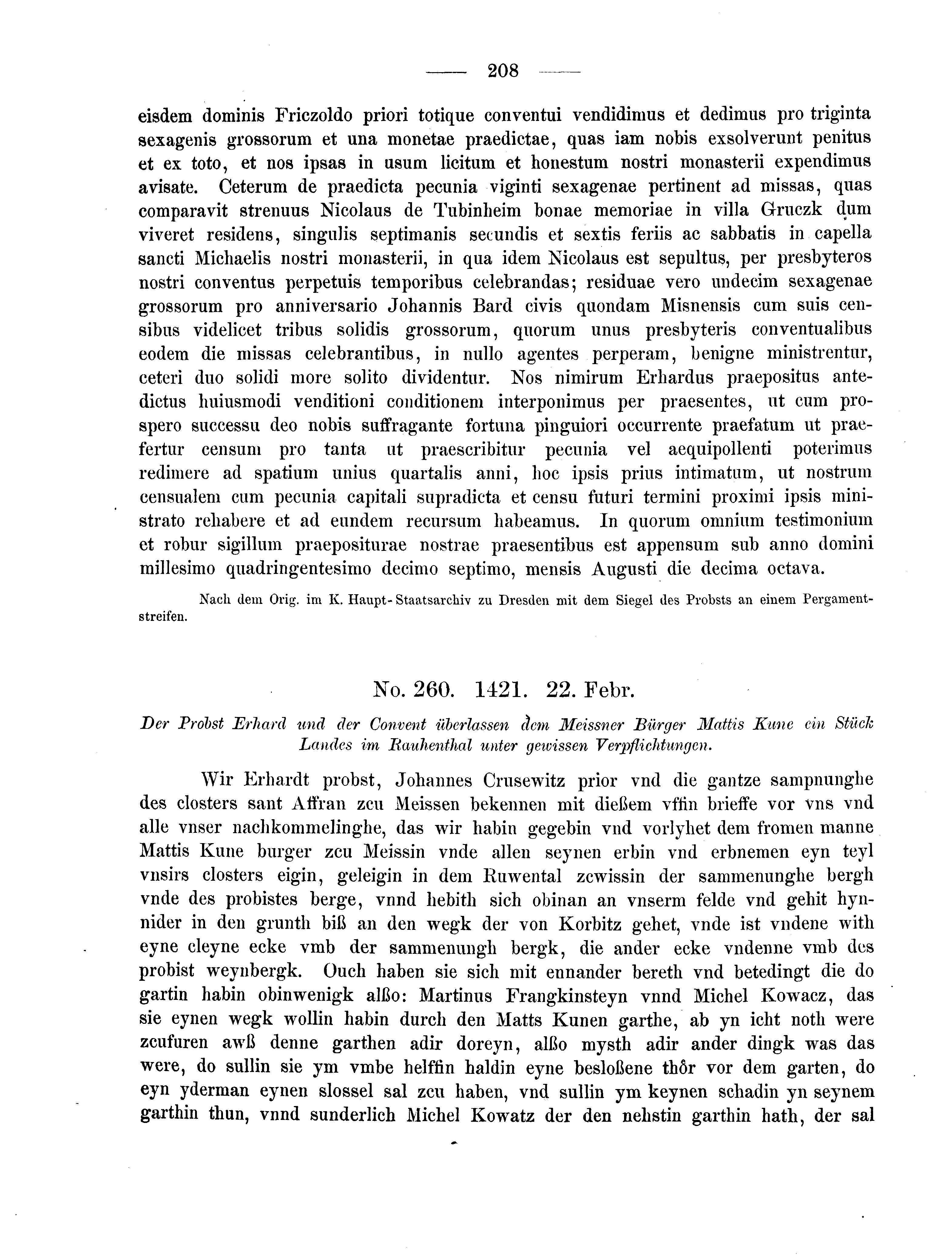 Historische Urkunde Seite 208 aus Band cds2_04