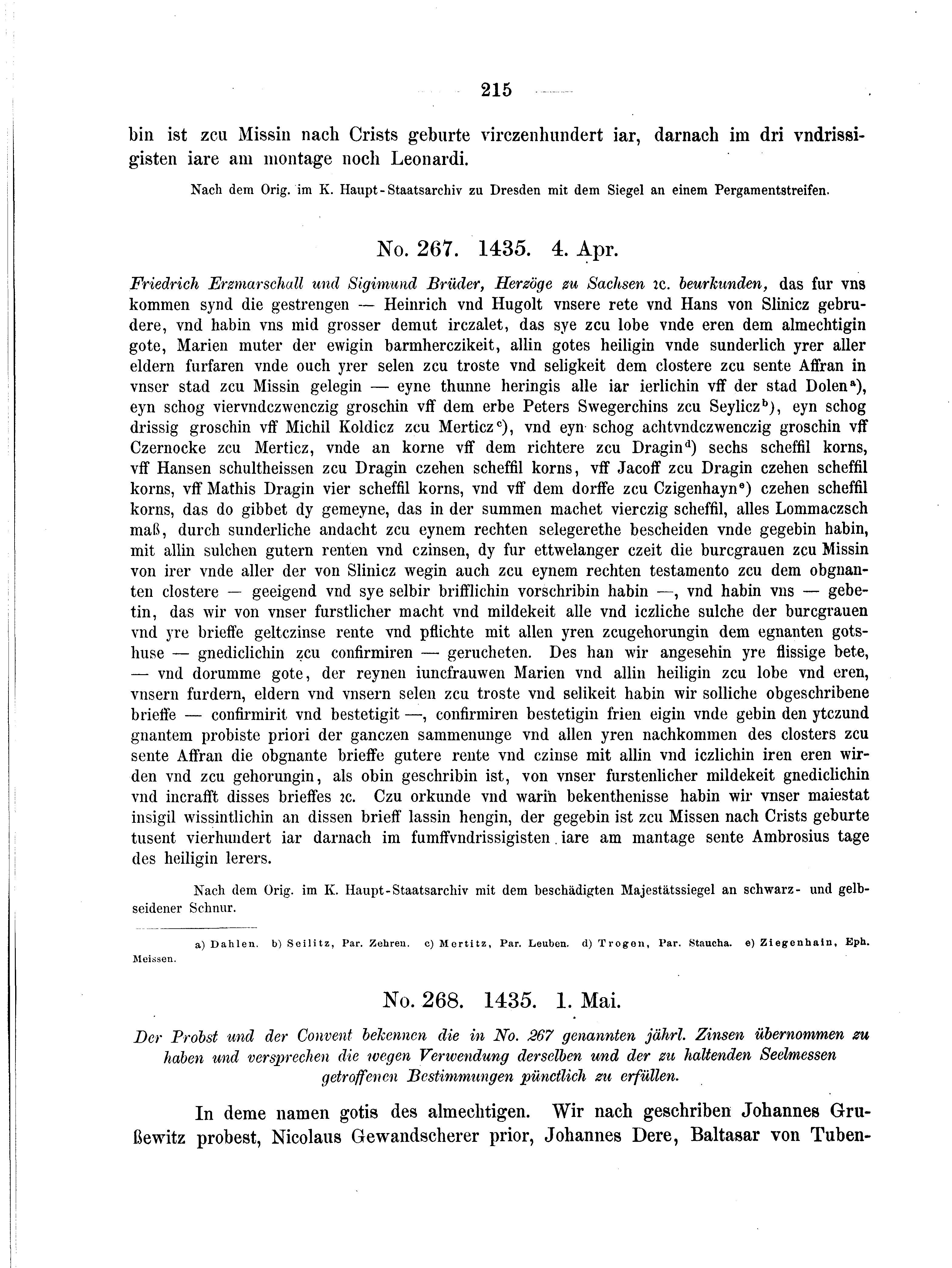Historische Urkunde Seite 215 aus Band cds2_04