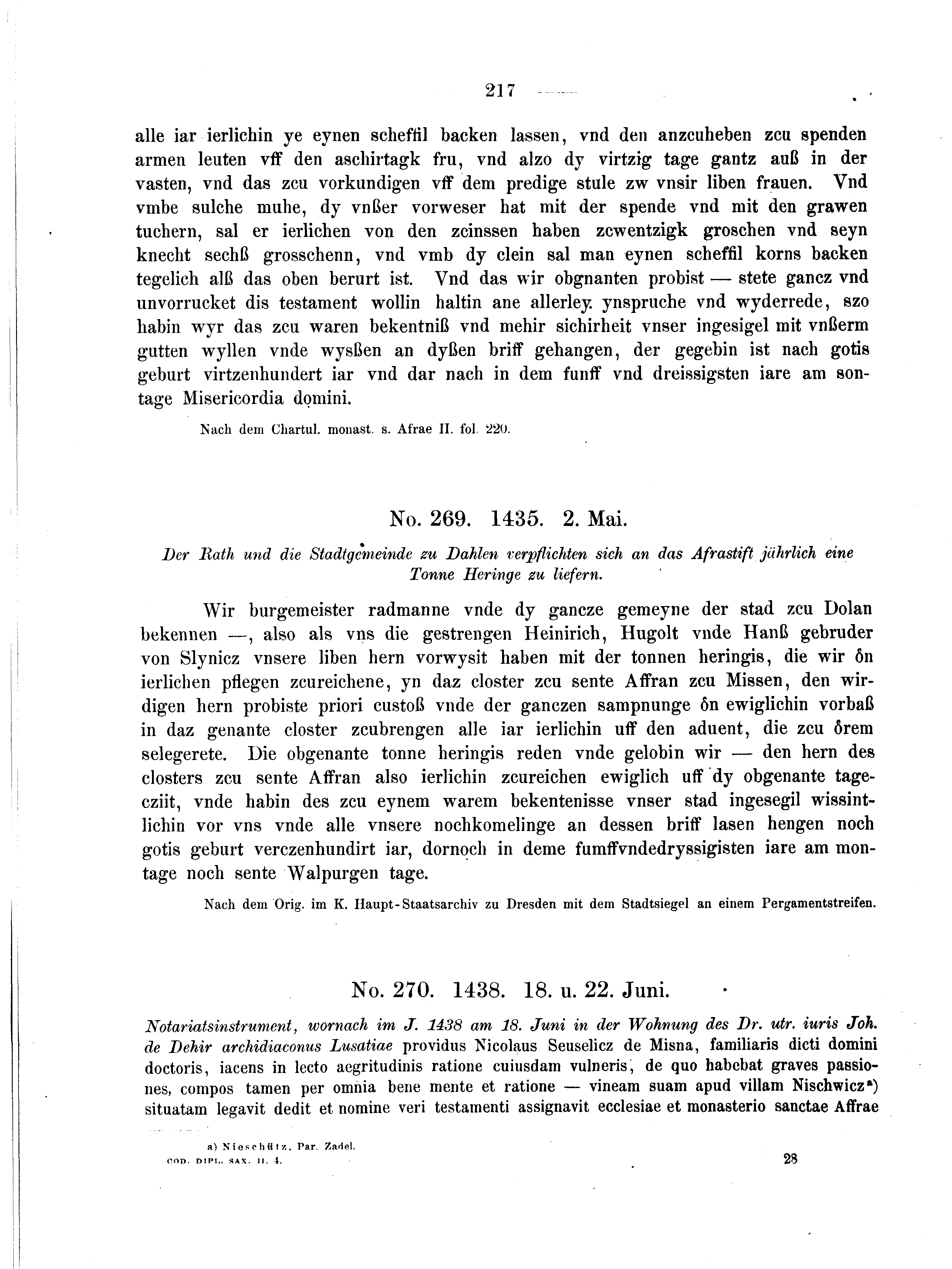 Historische Urkunde Seite 217 aus Band cds2_04