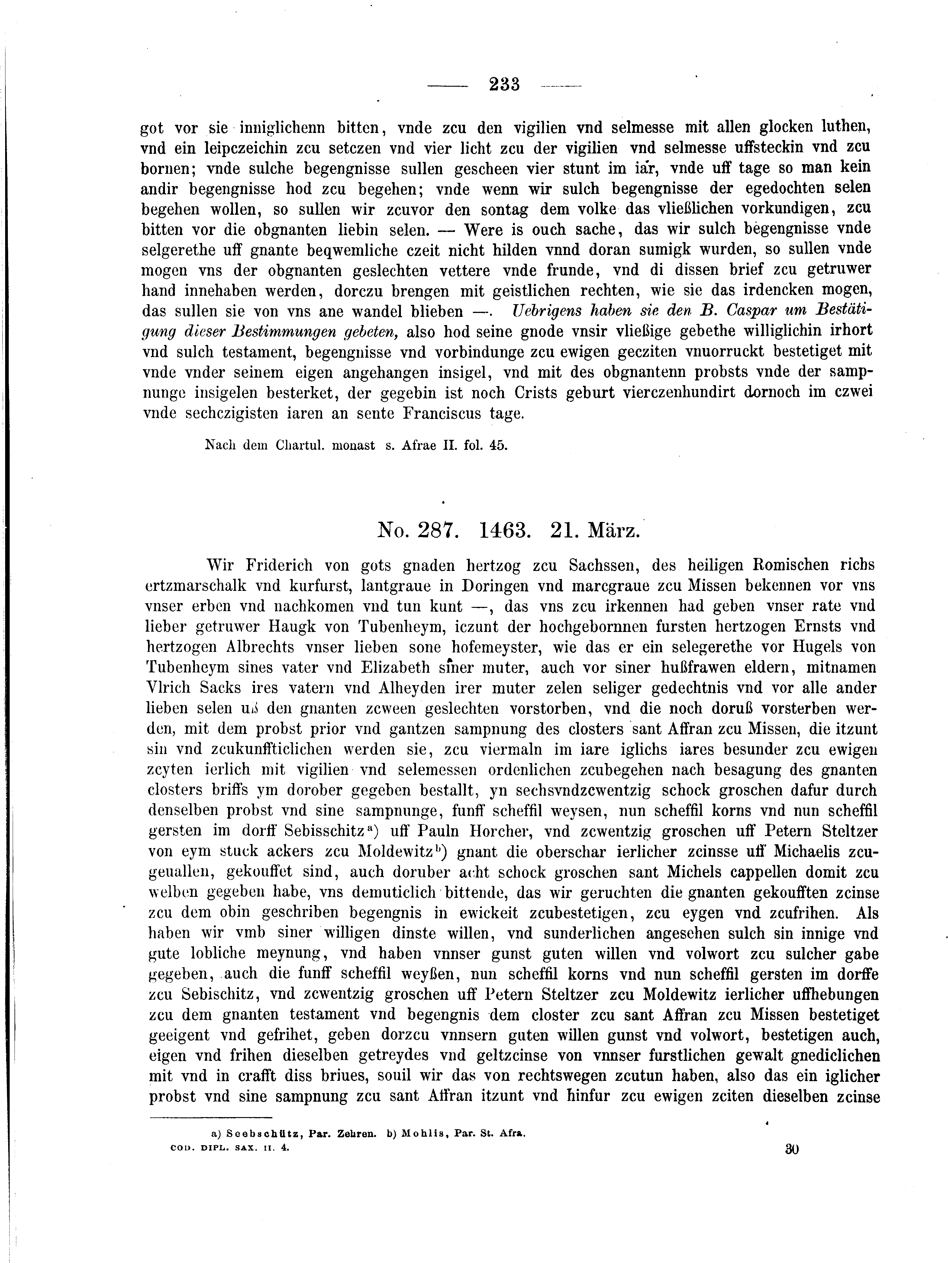 Historische Urkunde Seite 233 aus Band cds2_04