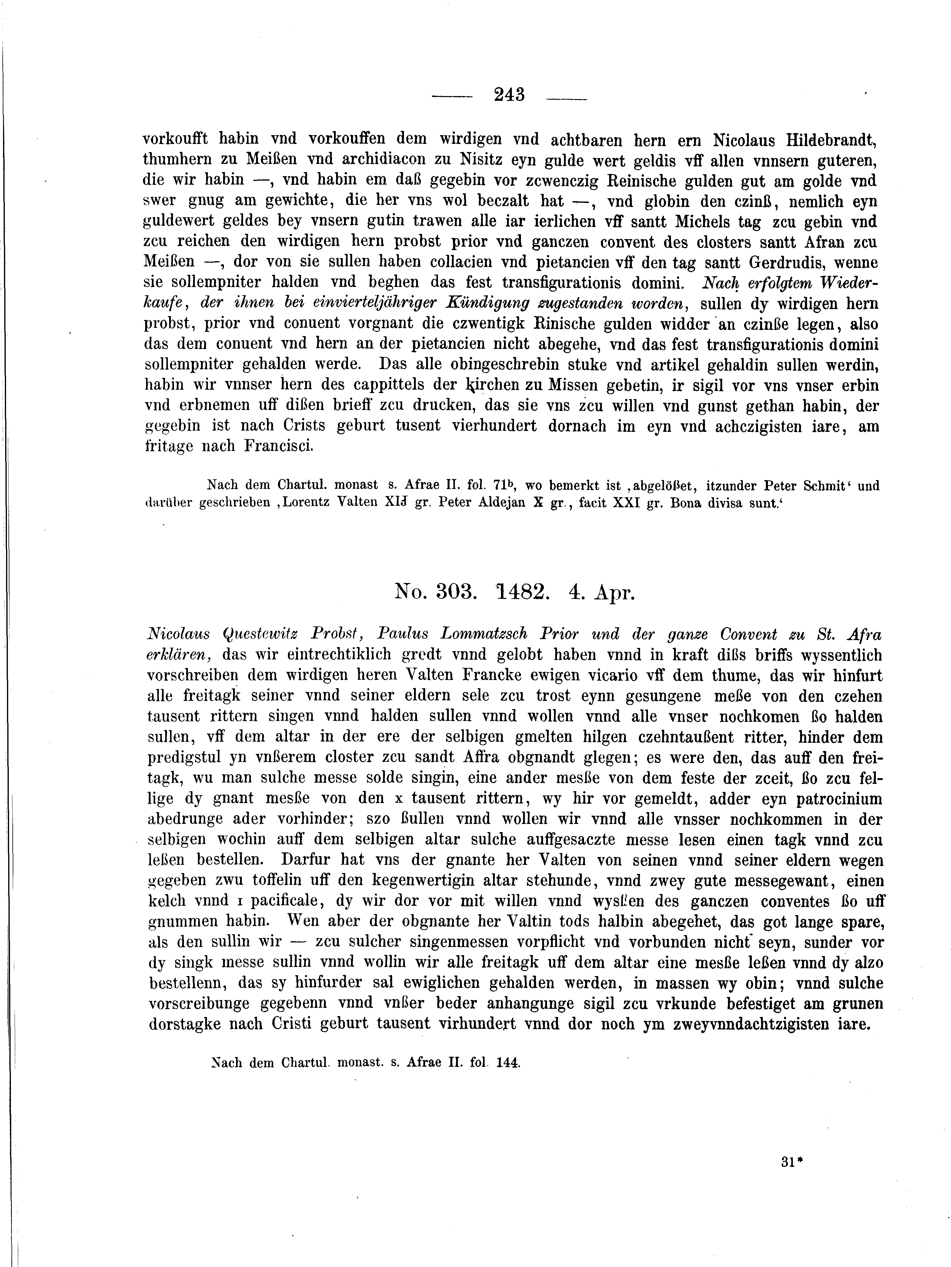Historische Urkunde Seite 243 aus Band cds2_04