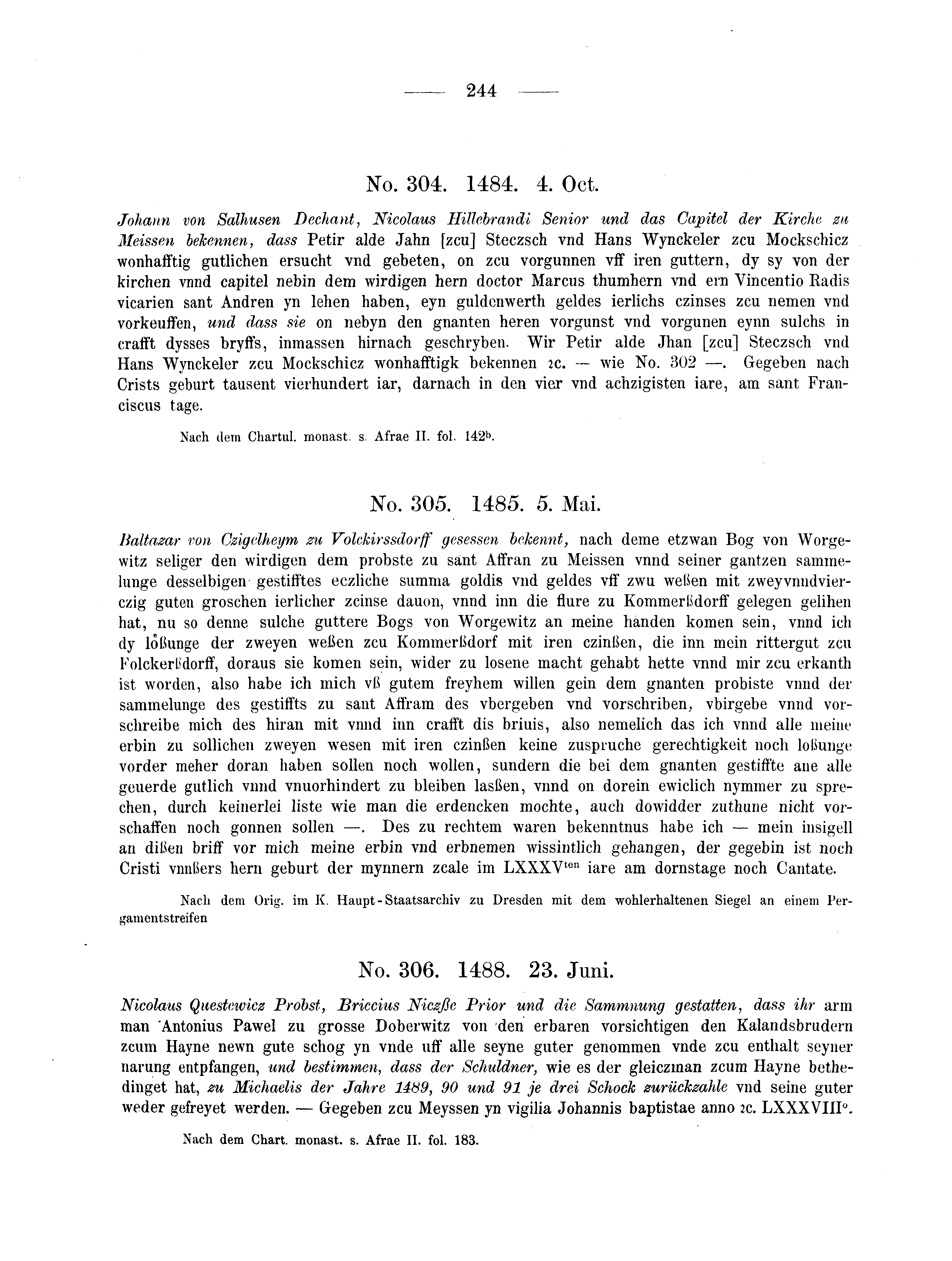 Historische Urkunde Seite 244 aus Band cds2_04