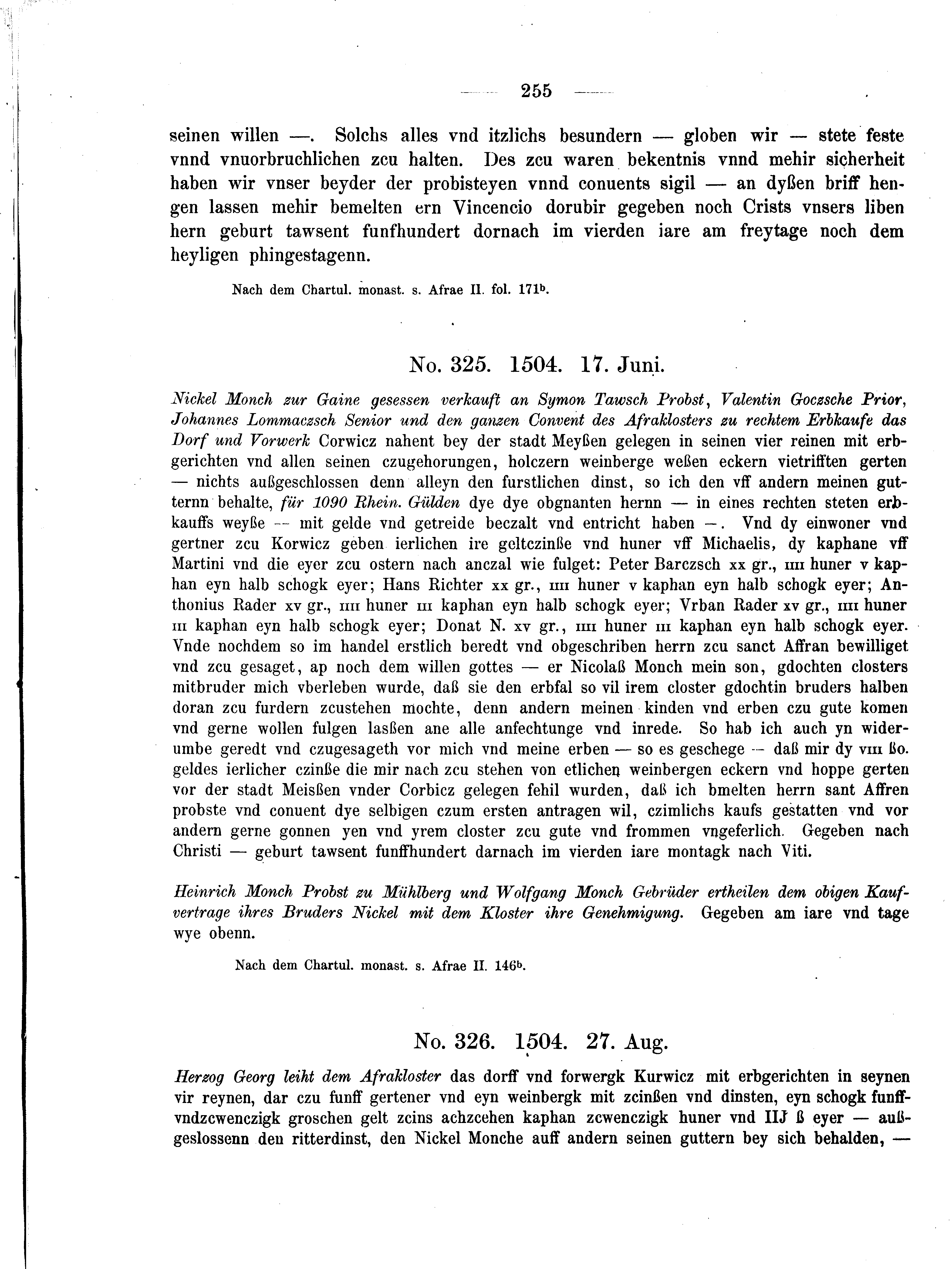 Historische Urkunde Seite 255 aus Band cds2_04
