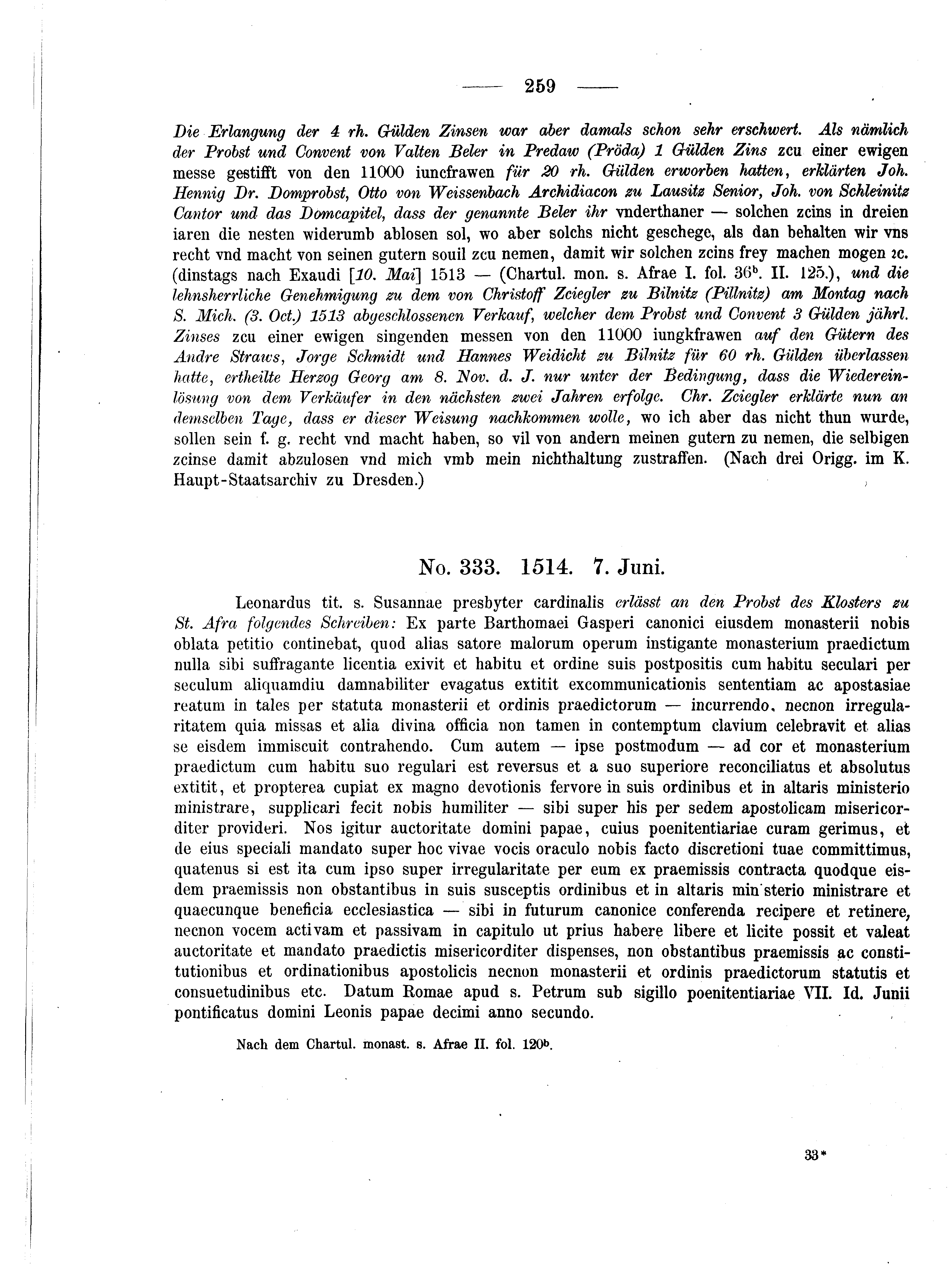 Historische Urkunde Seite 259 aus Band cds2_04