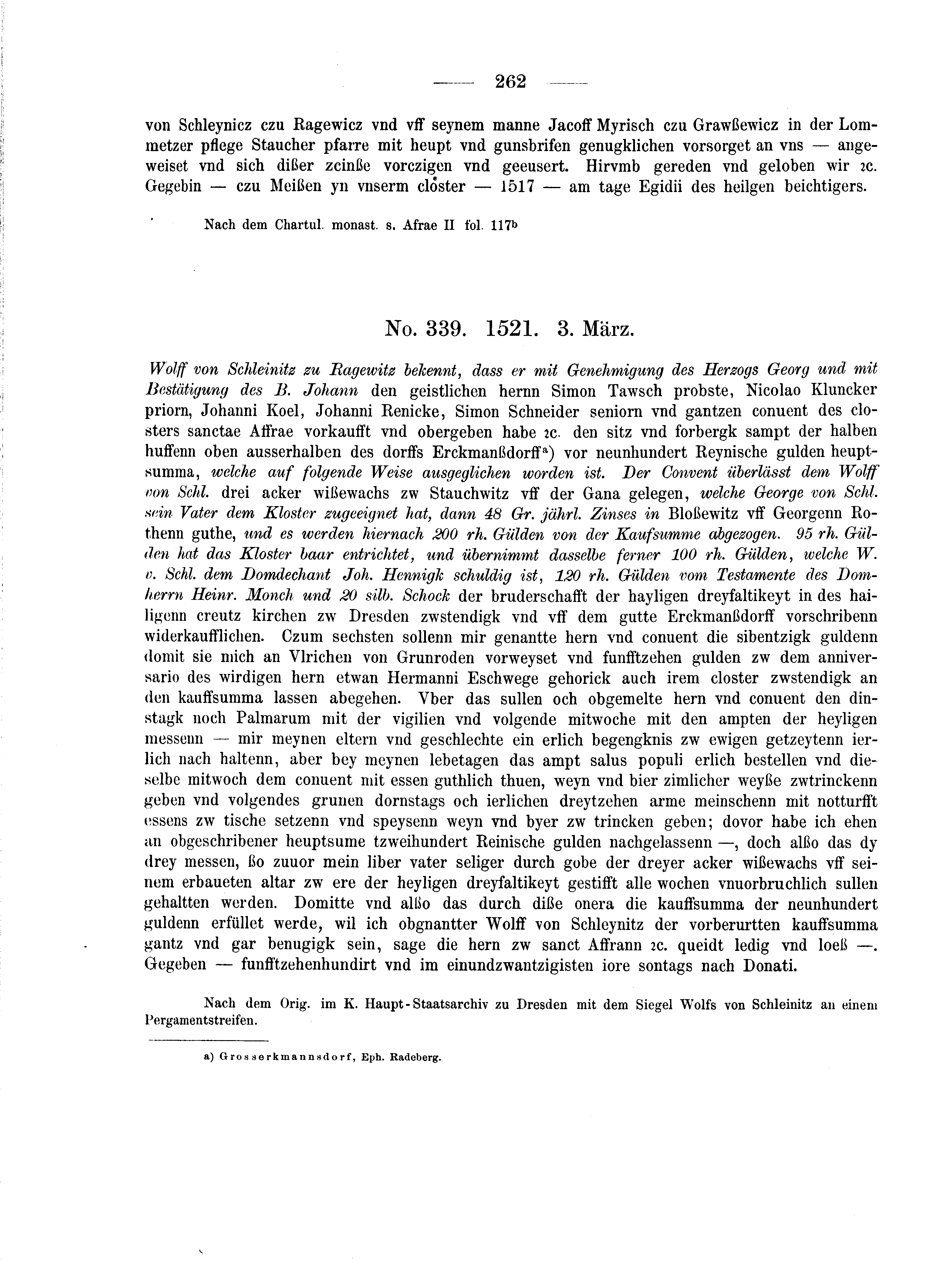 Historische Urkunde Seite 262 aus Band cds2_04