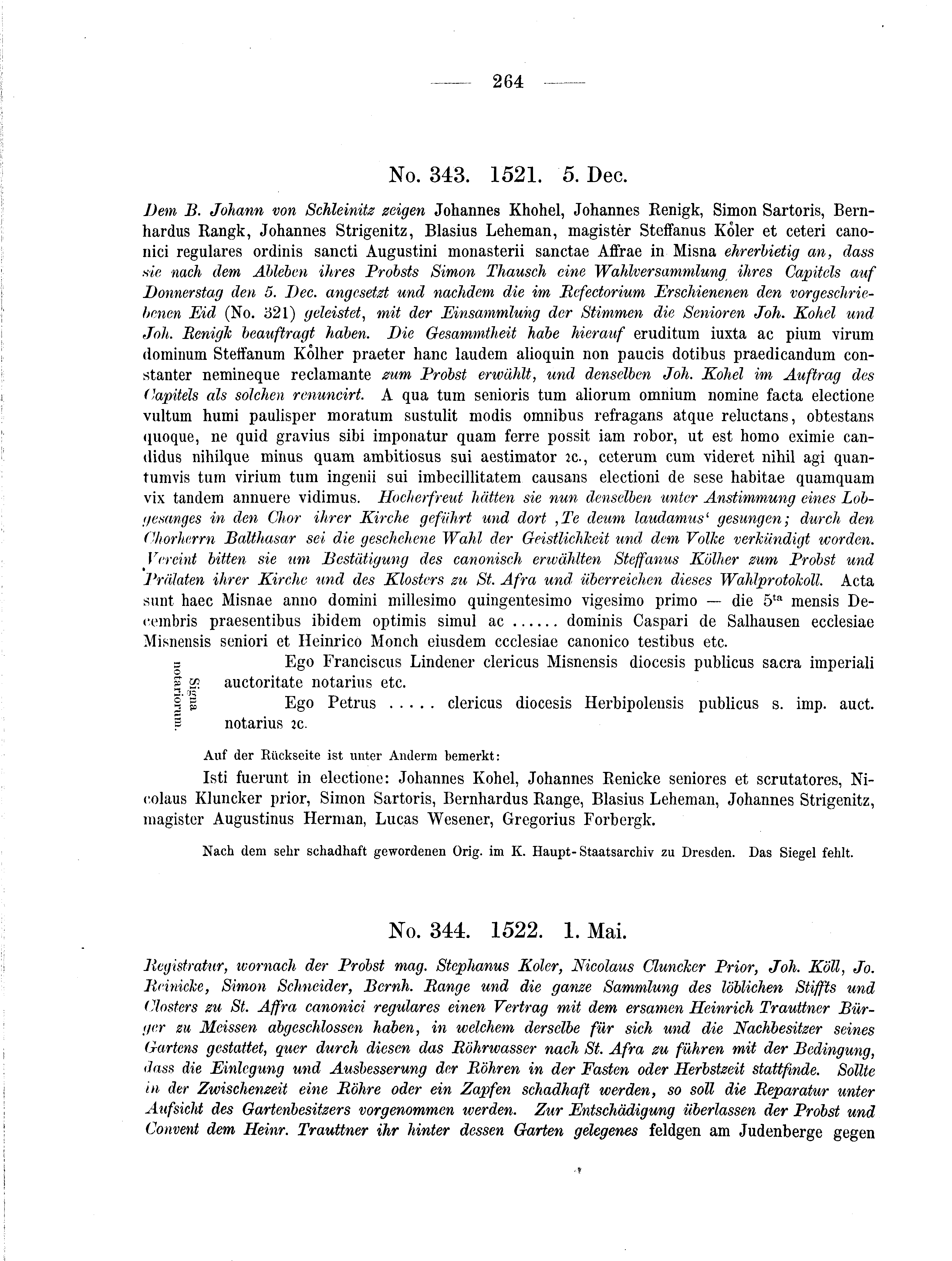 Historische Urkunde Seite 264 aus Band cds2_04