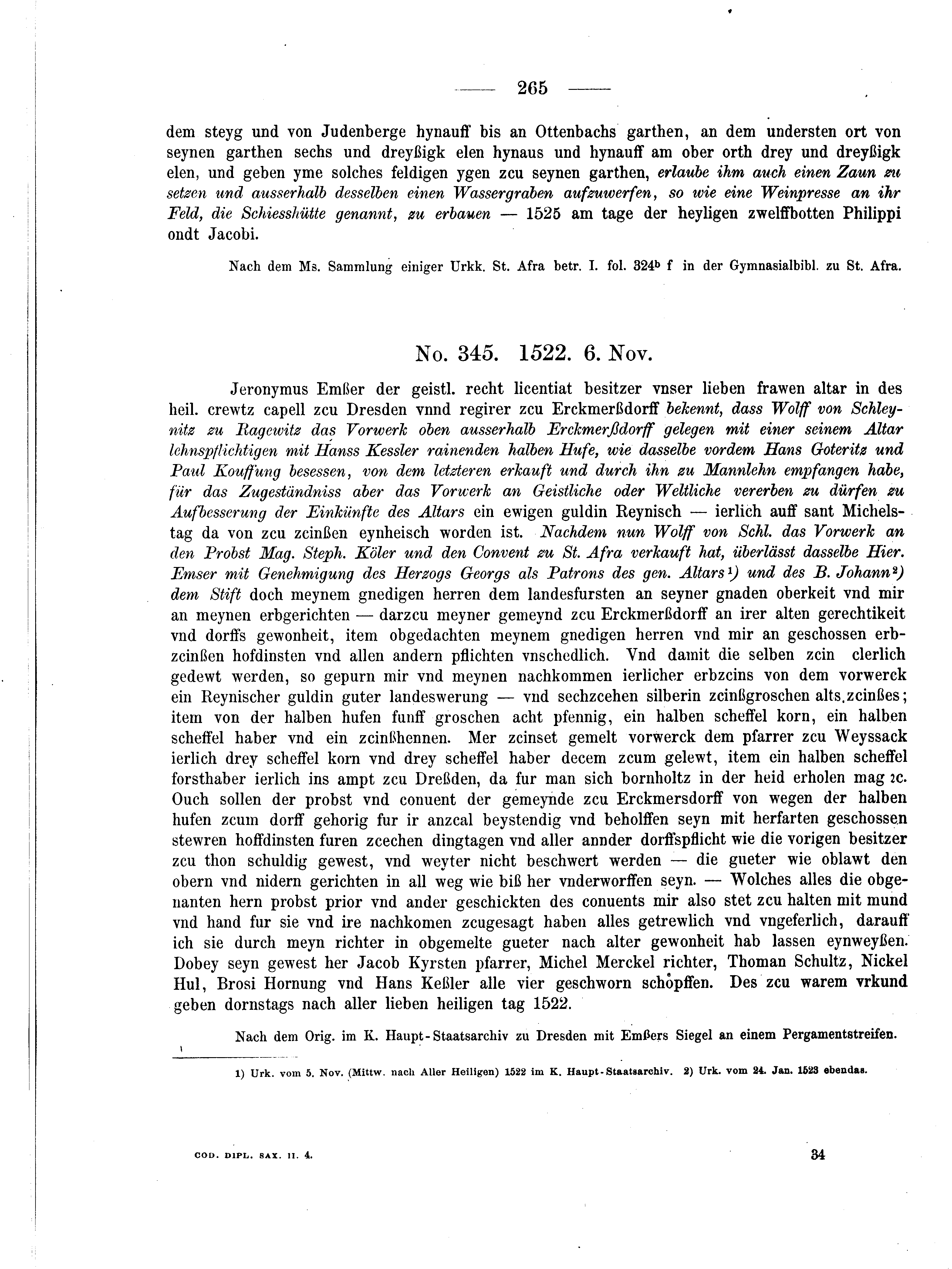 Historische Urkunde Seite 265 aus Band cds2_04
