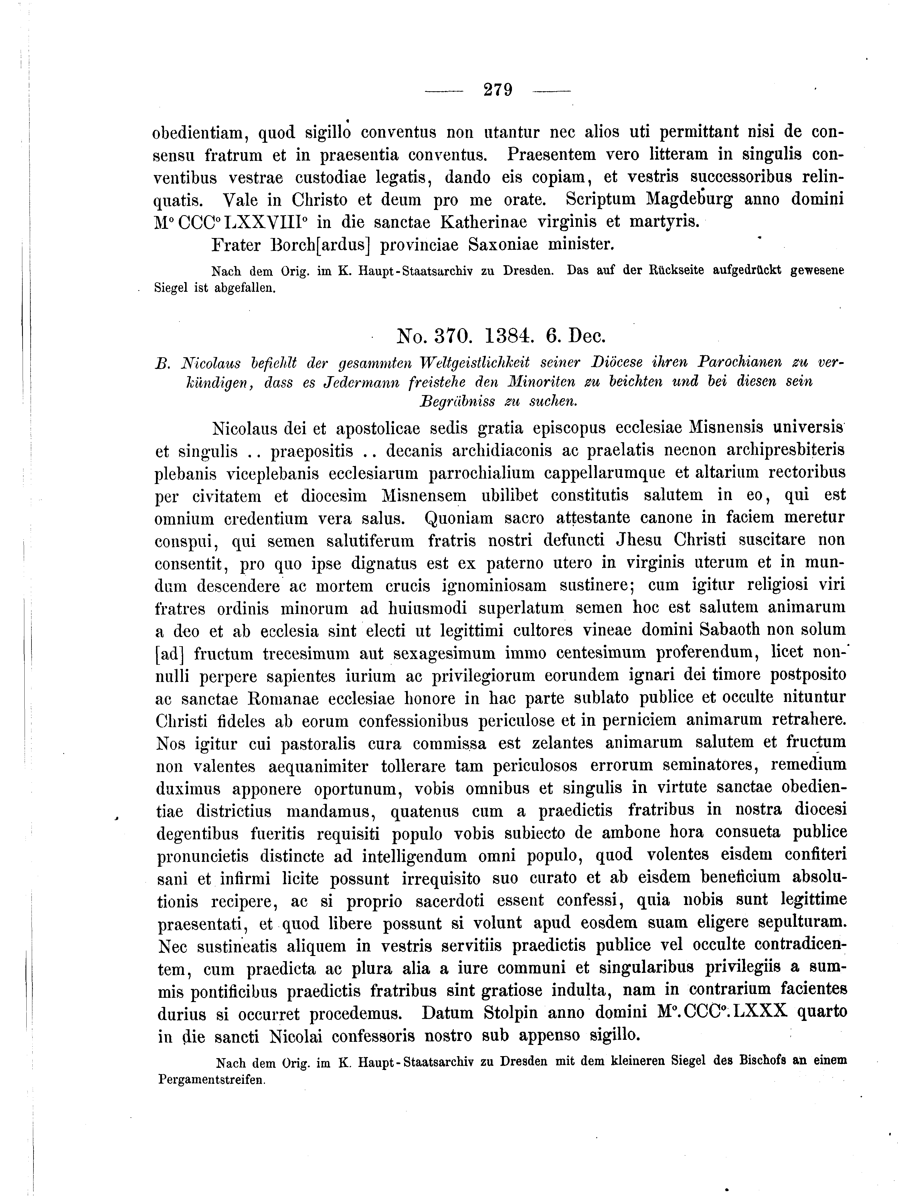 Historische Urkunde Seite 279 aus Band cds2_04