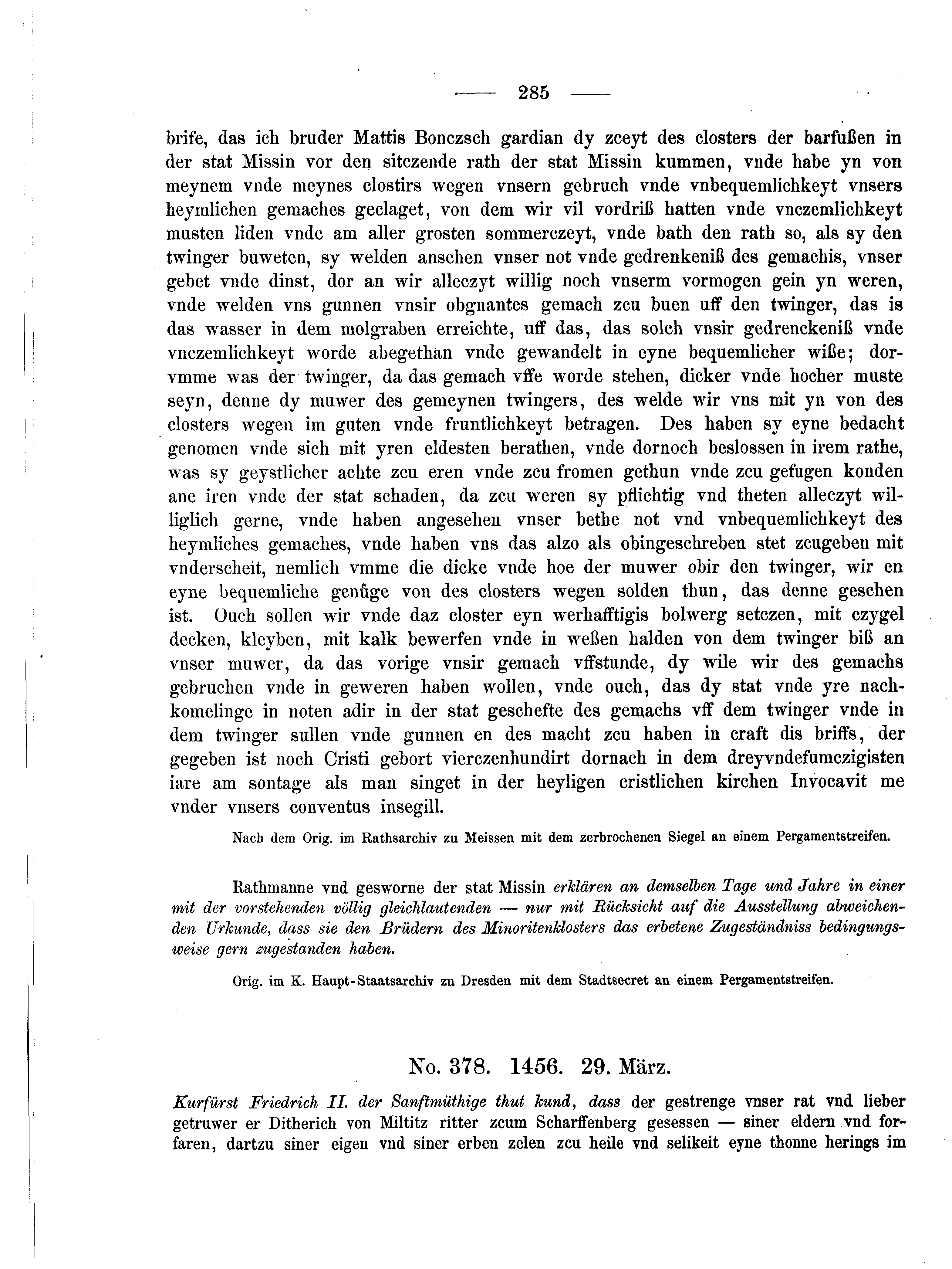 Historische Urkunde Seite 285 aus Band cds2_04