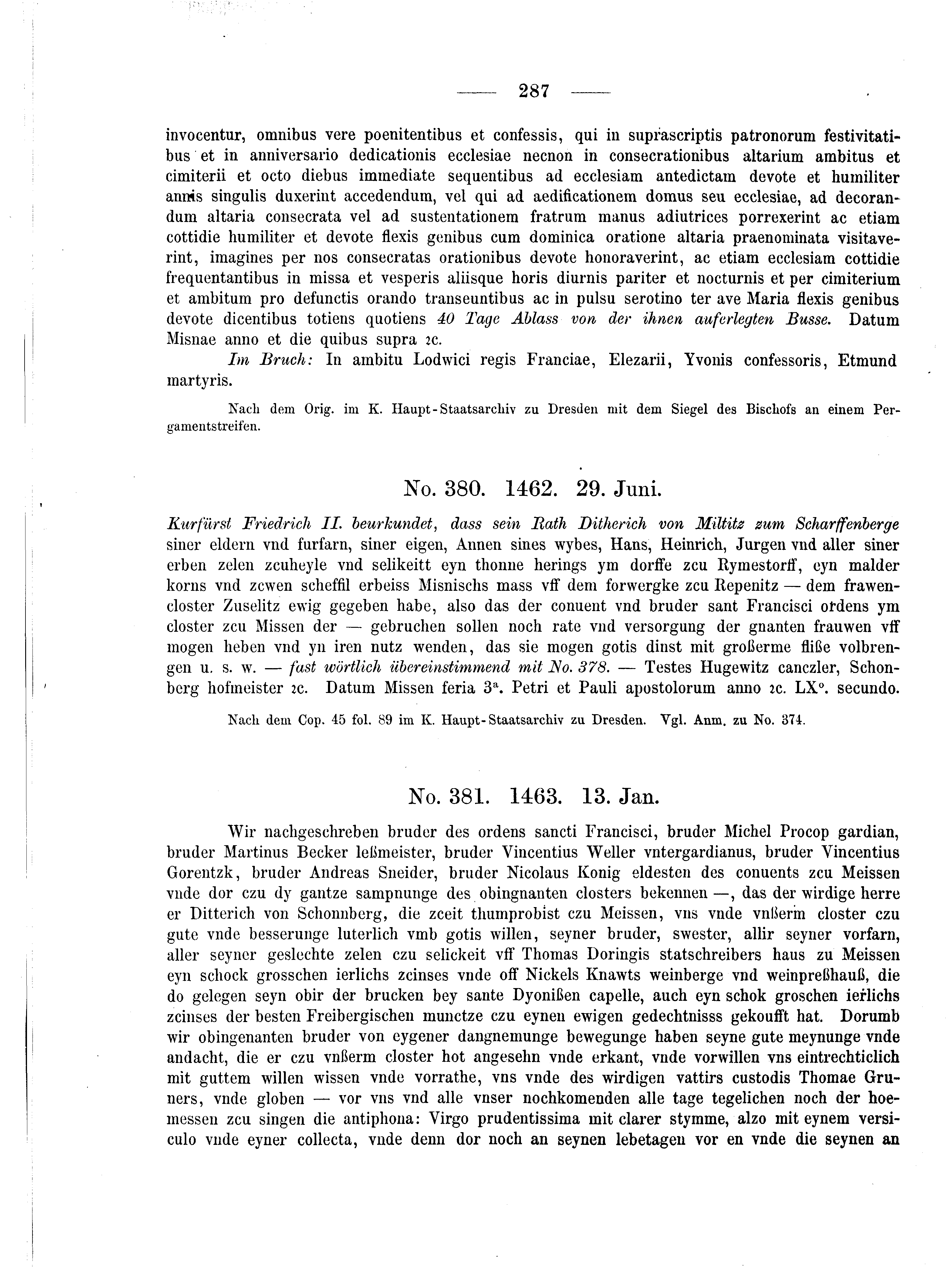 Historische Urkunde Seite 287 aus Band cds2_04