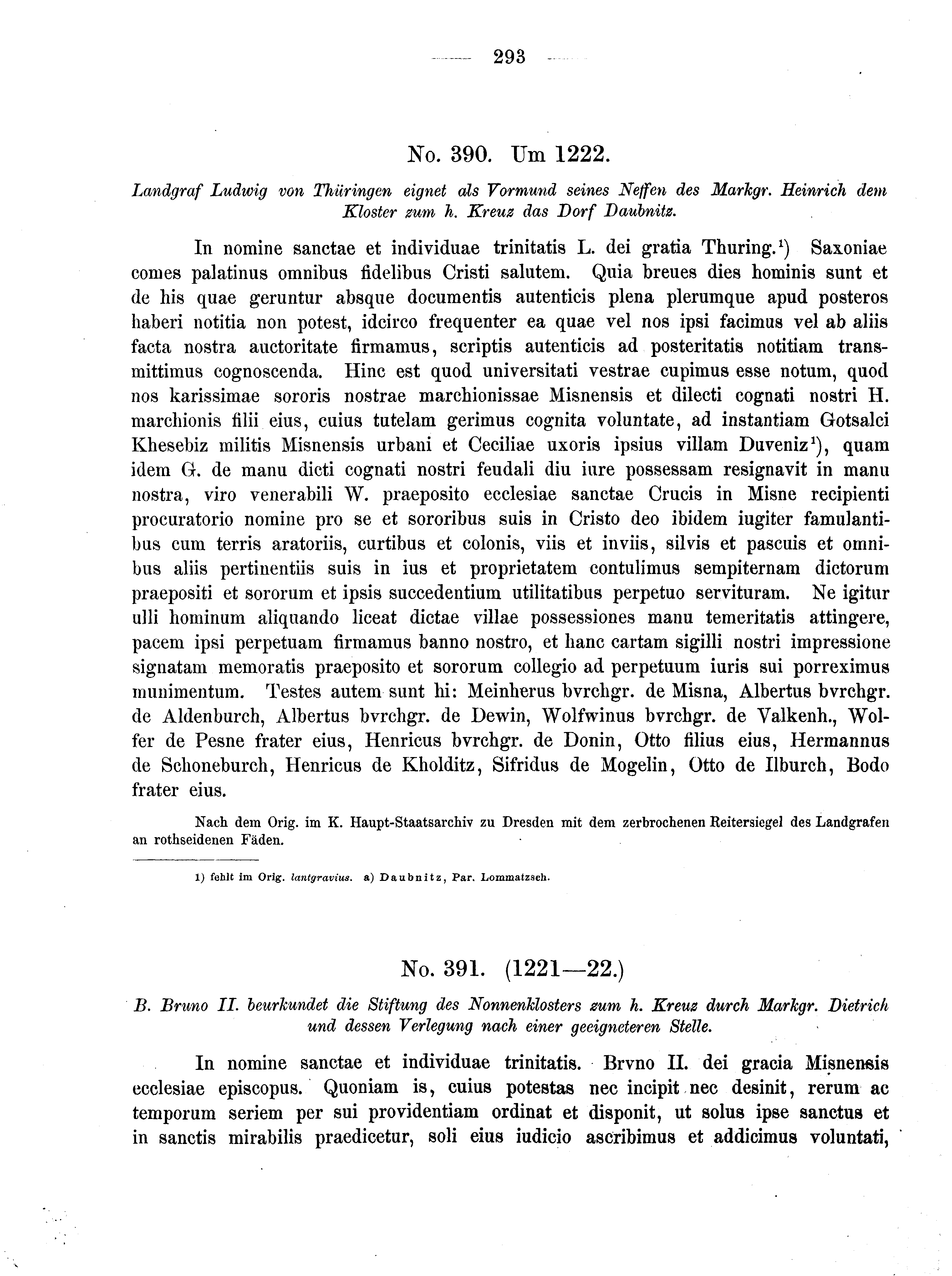 Historische Urkunde Seite 293 aus Band cds2_04