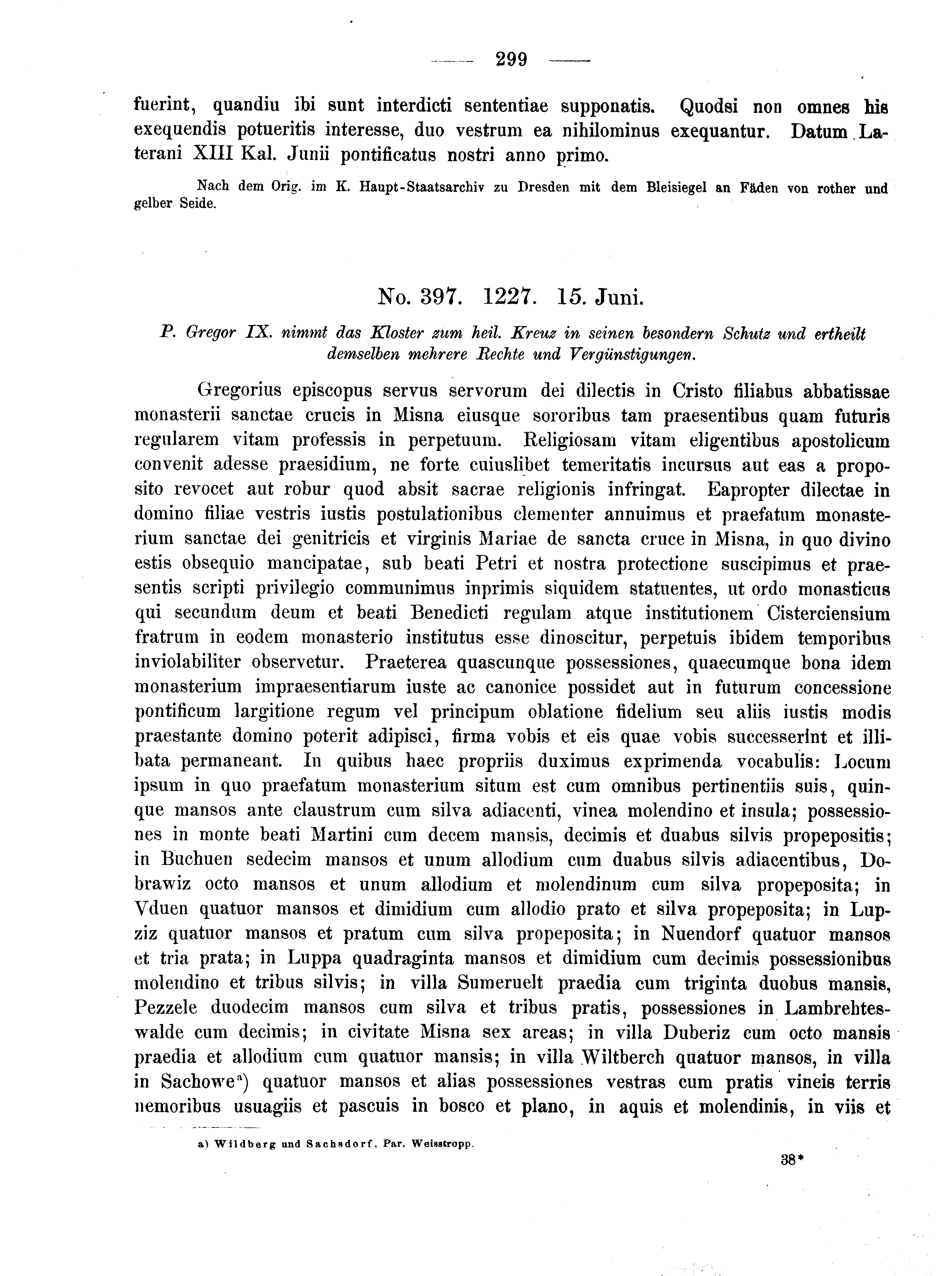 Historische Urkunde Seite 299 aus Band cds2_04