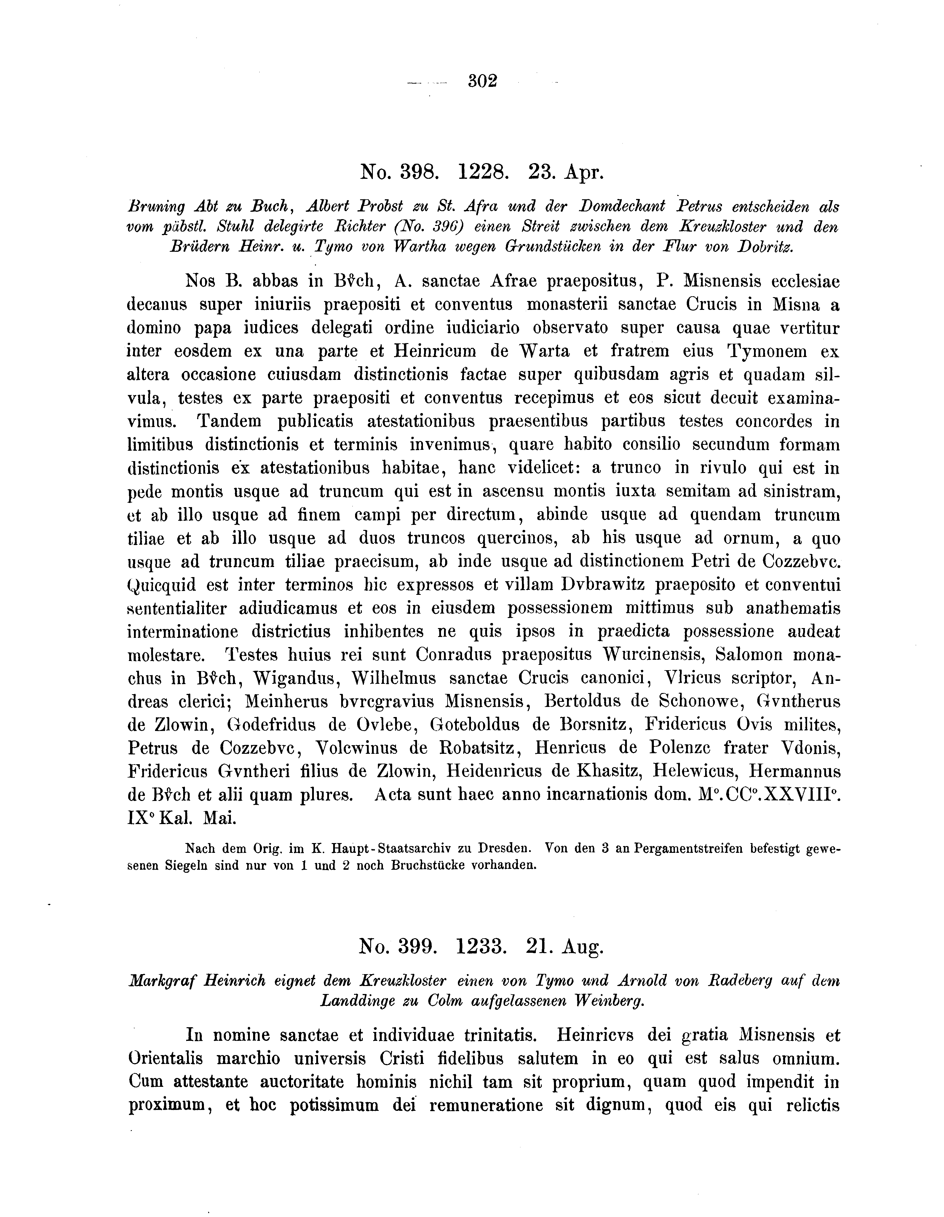 Historische Urkunde Seite 302 aus Band cds2_04