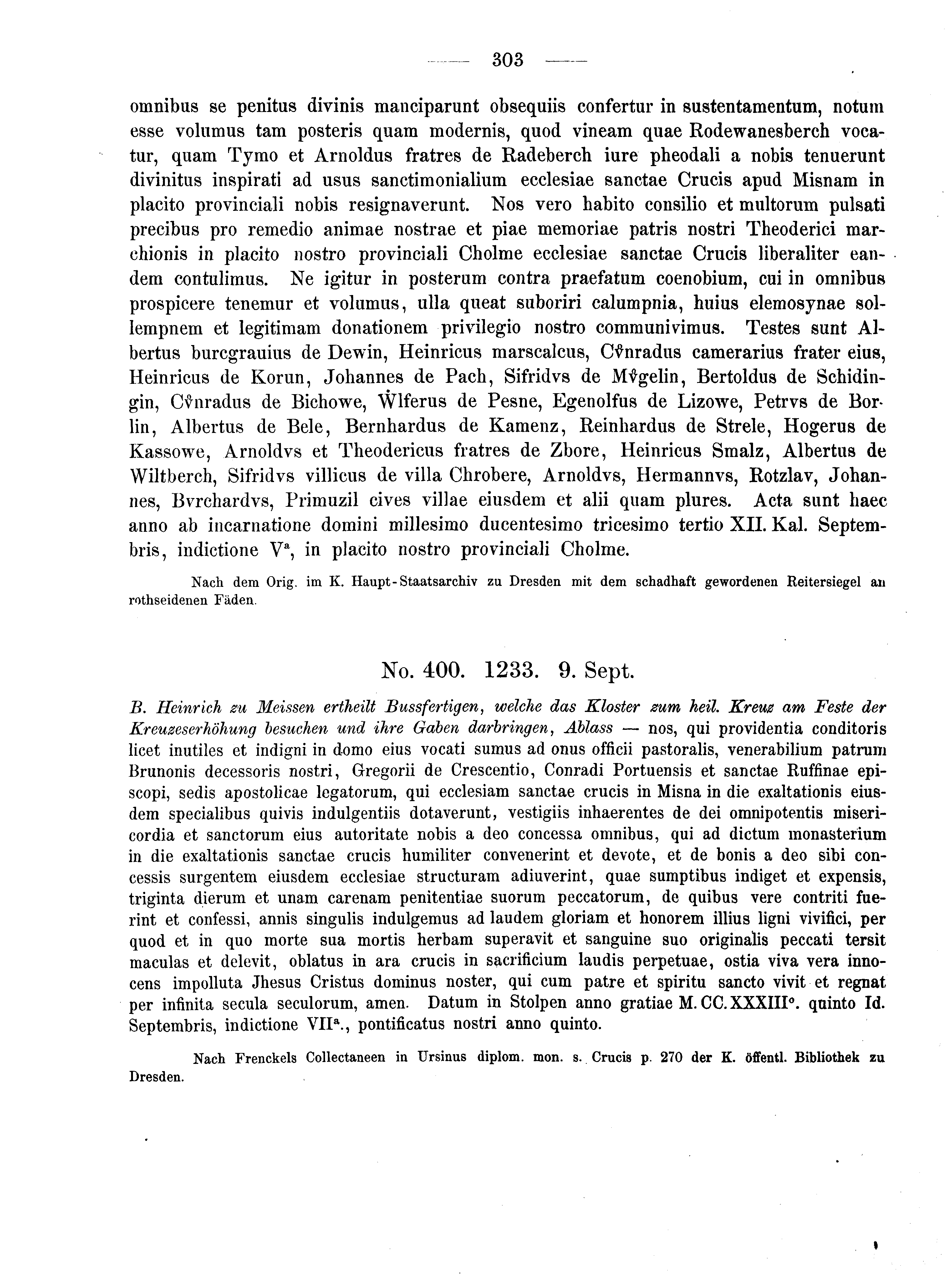 Historische Urkunde Seite 303 aus Band cds2_04