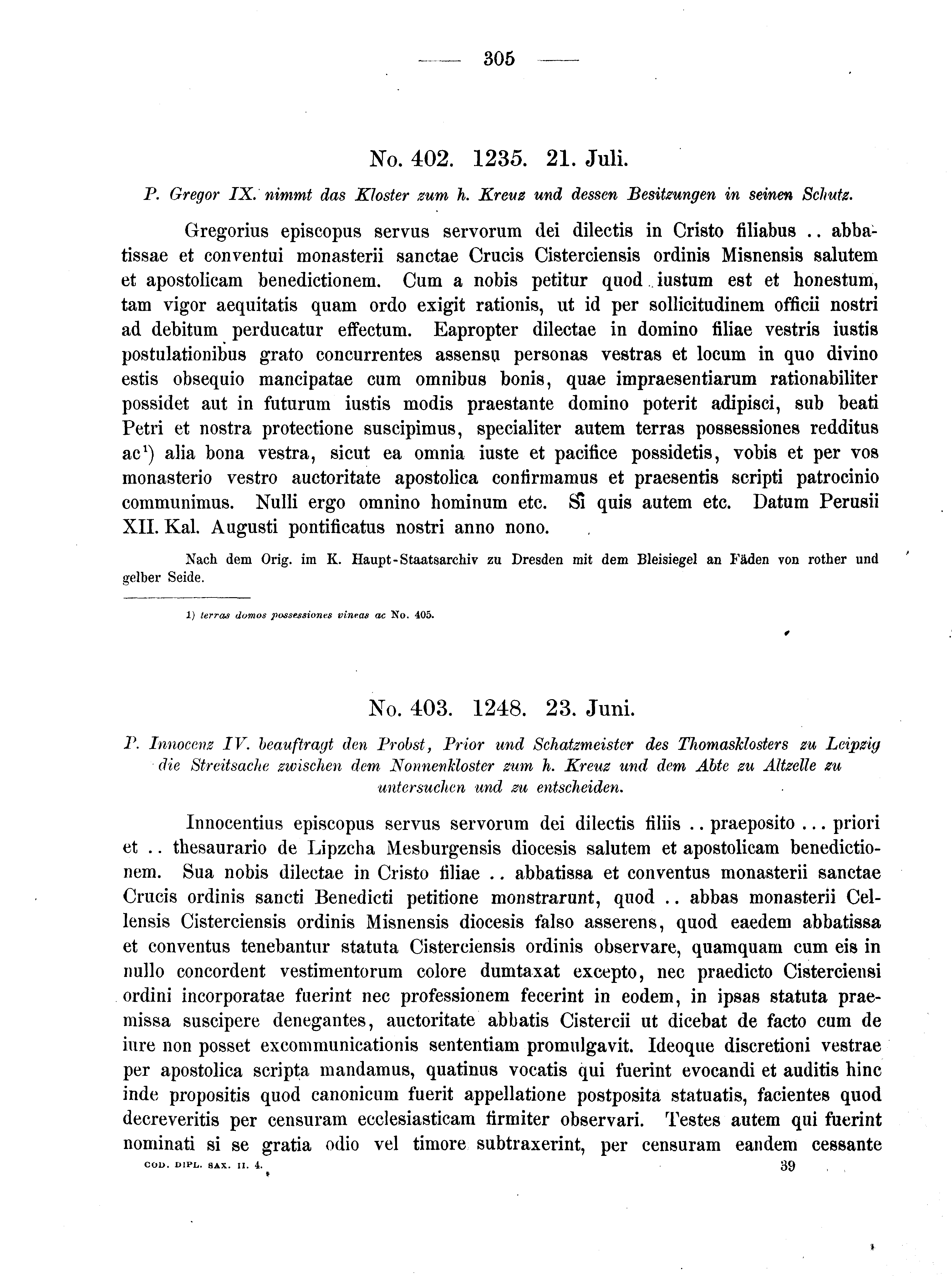 Historische Urkunde Seite 305 aus Band cds2_04