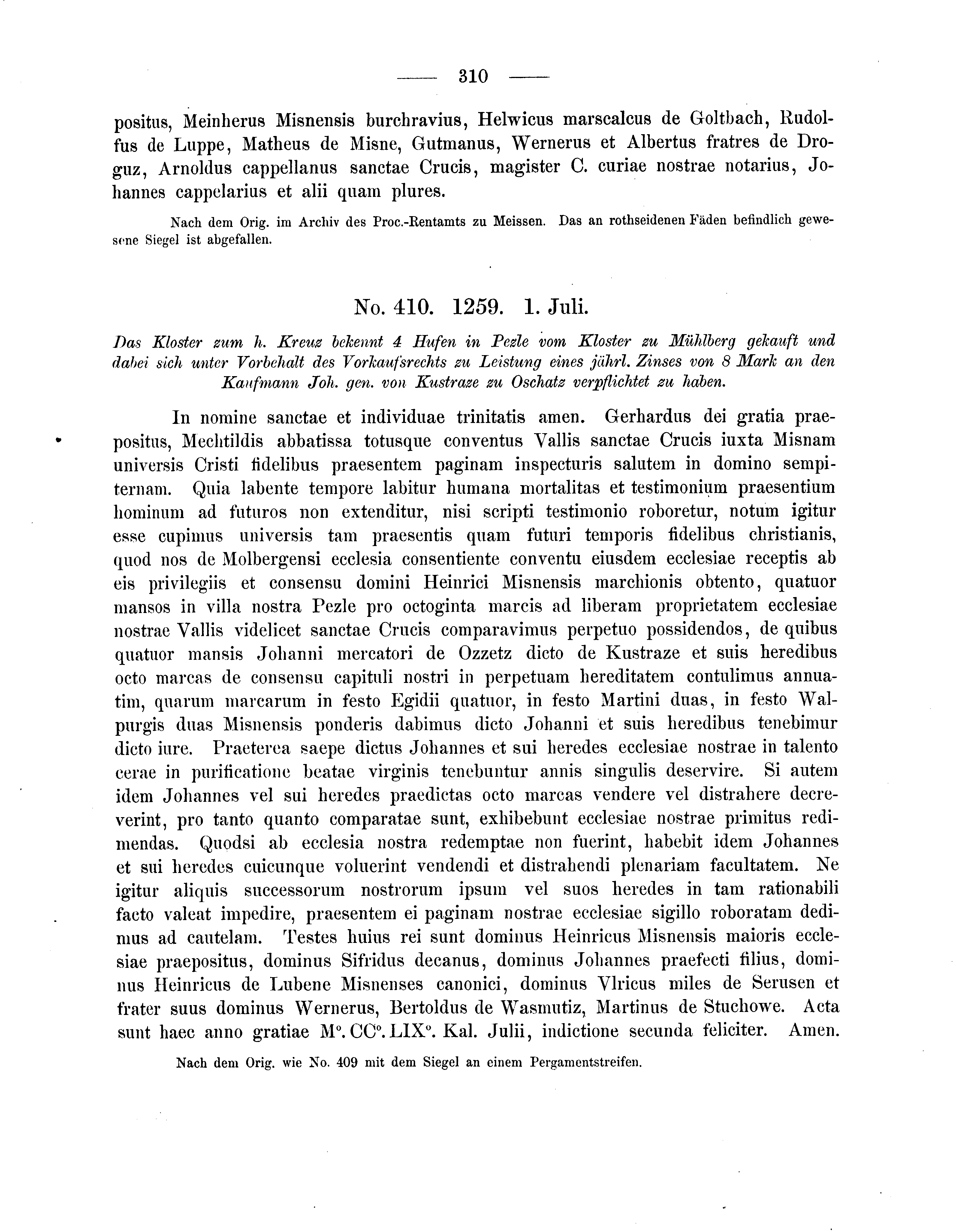 Historische Urkunde Seite 310 aus Band cds2_04