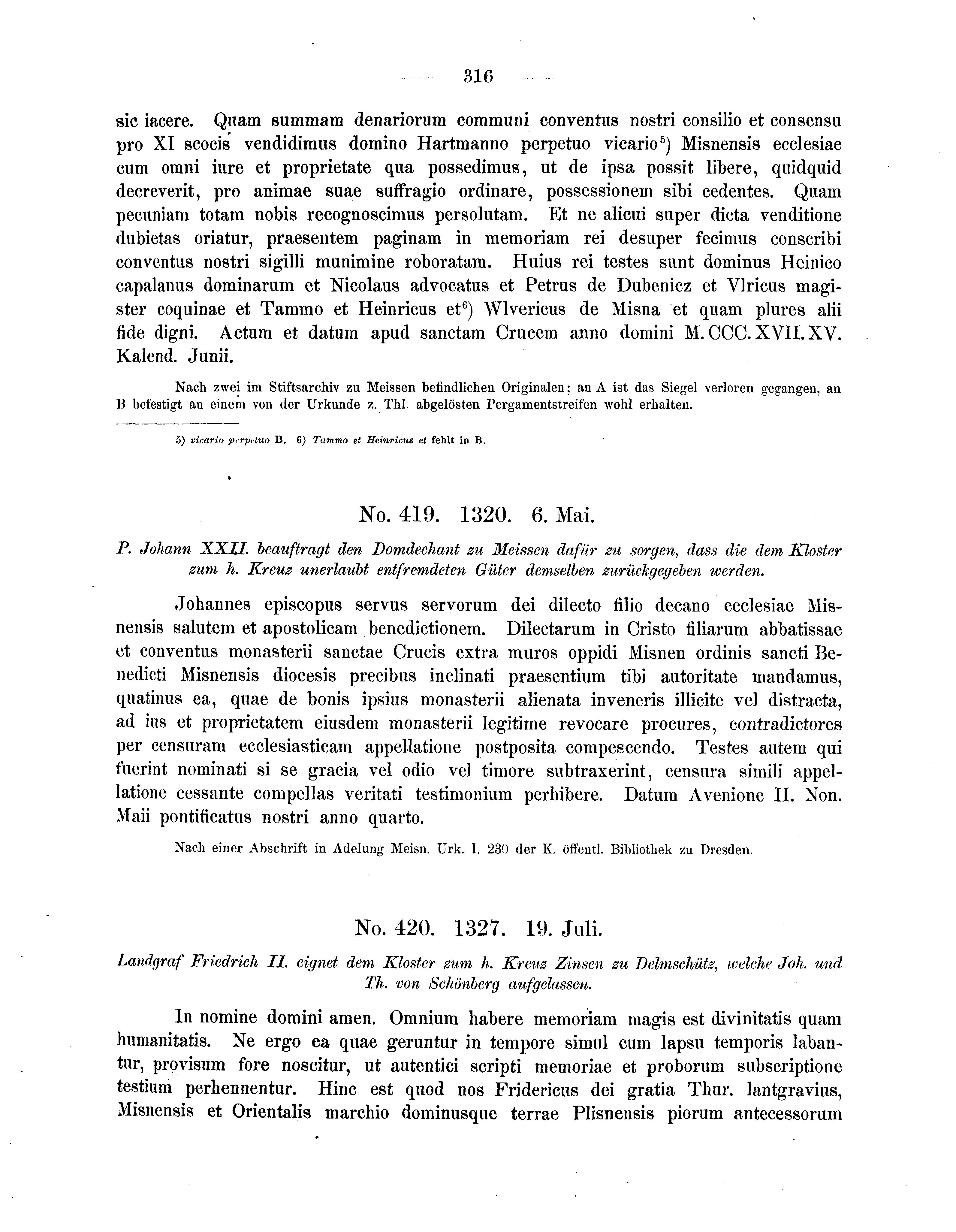 Historische Urkunde Seite 316 aus Band cds2_04