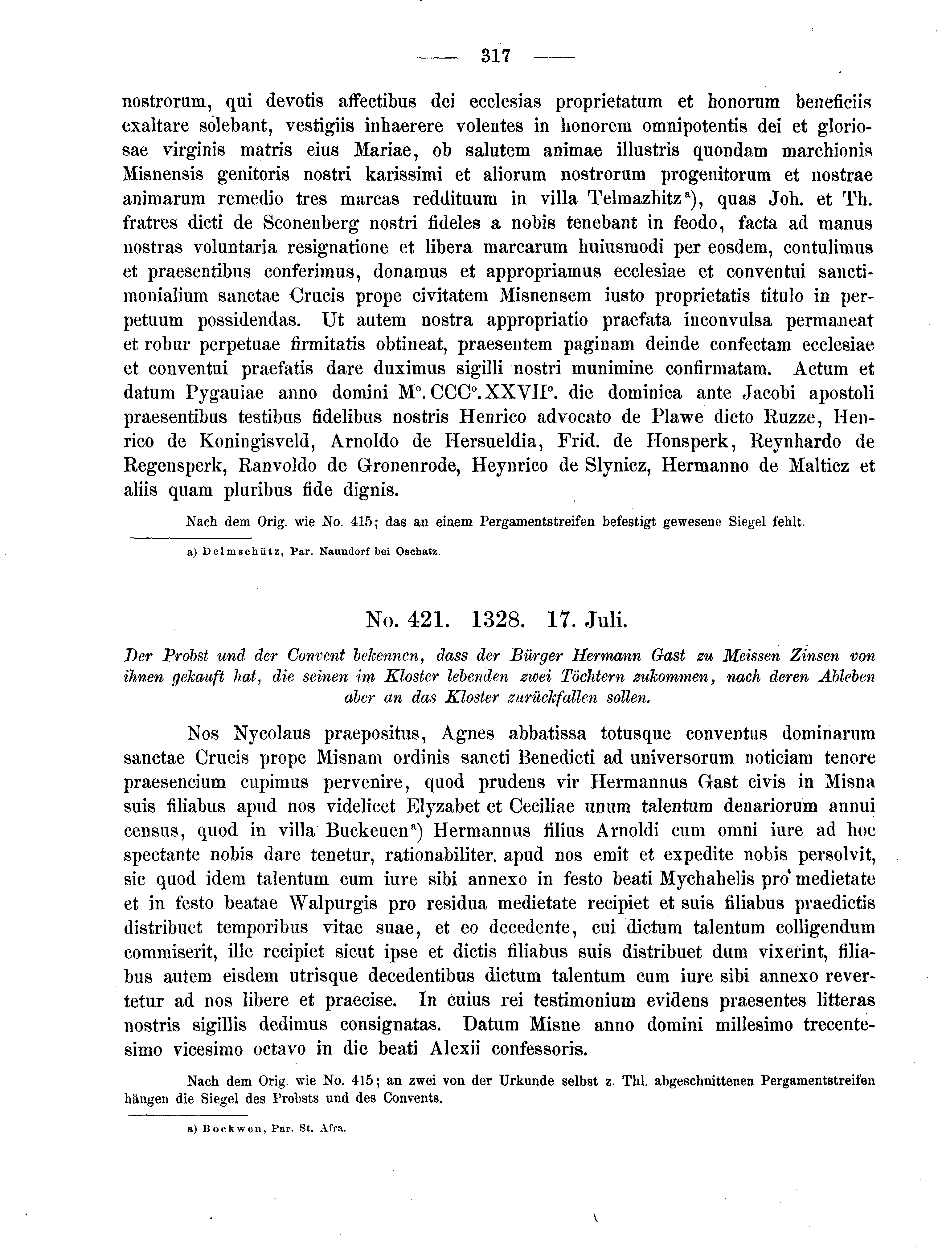 Historische Urkunde Seite 317 aus Band cds2_04