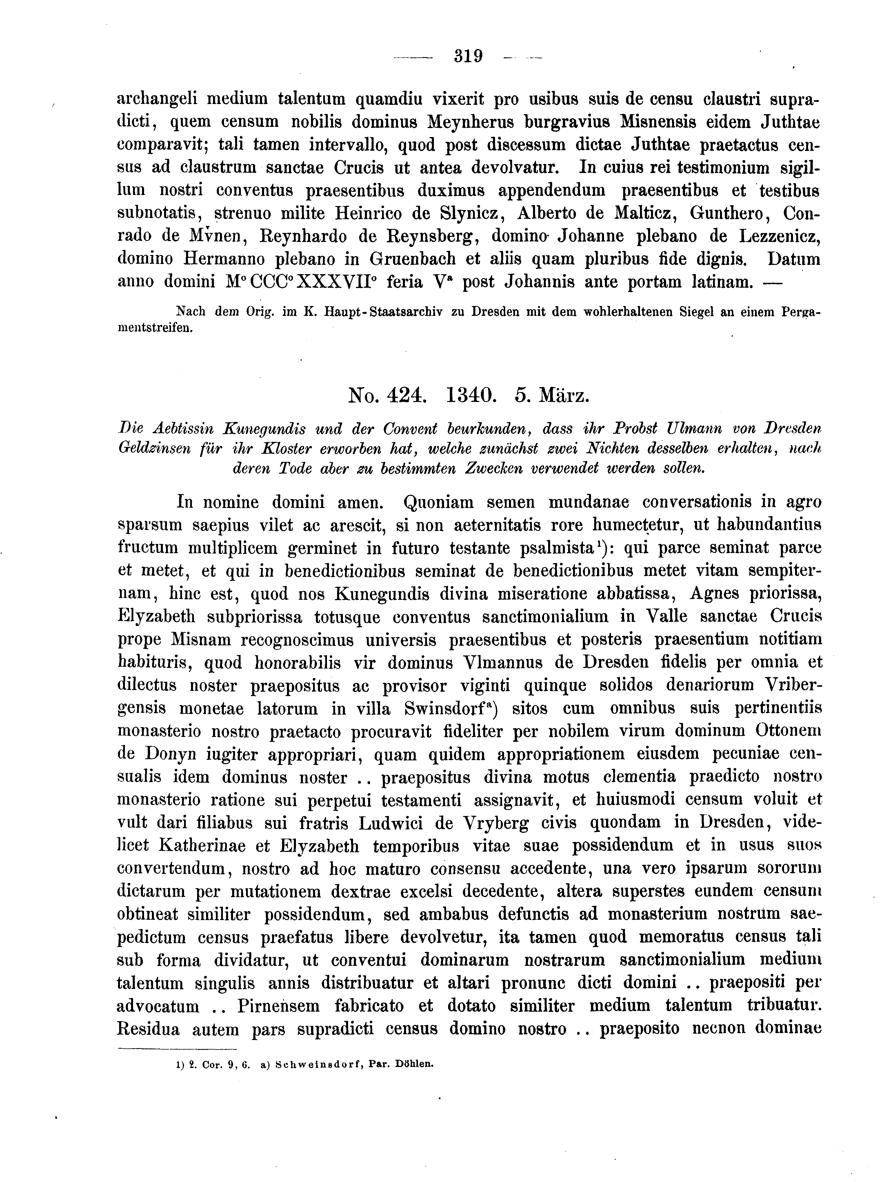 Historische Urkunde Seite 319 aus Band cds2_04