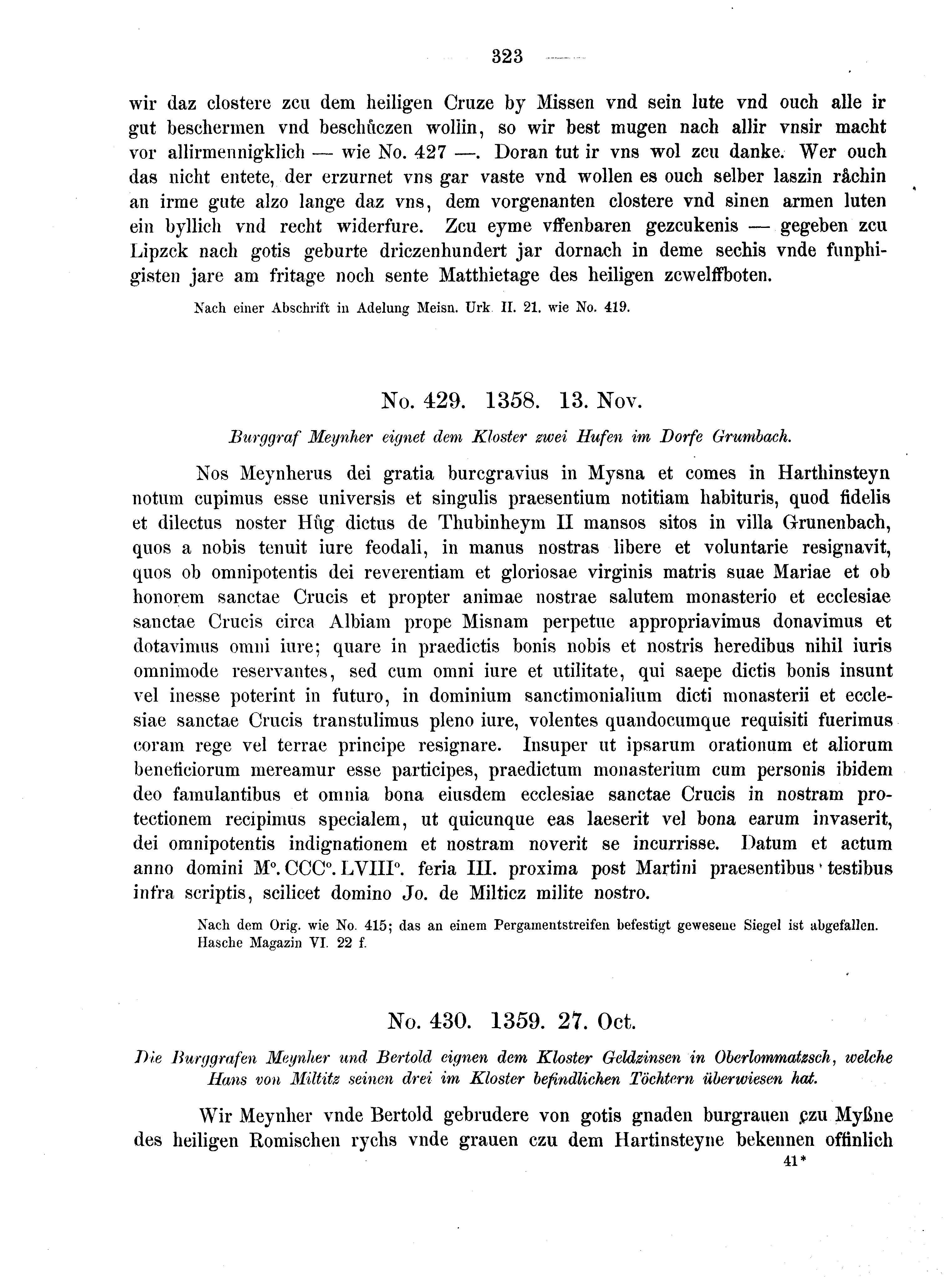 Historische Urkunde Seite 323 aus Band cds2_04