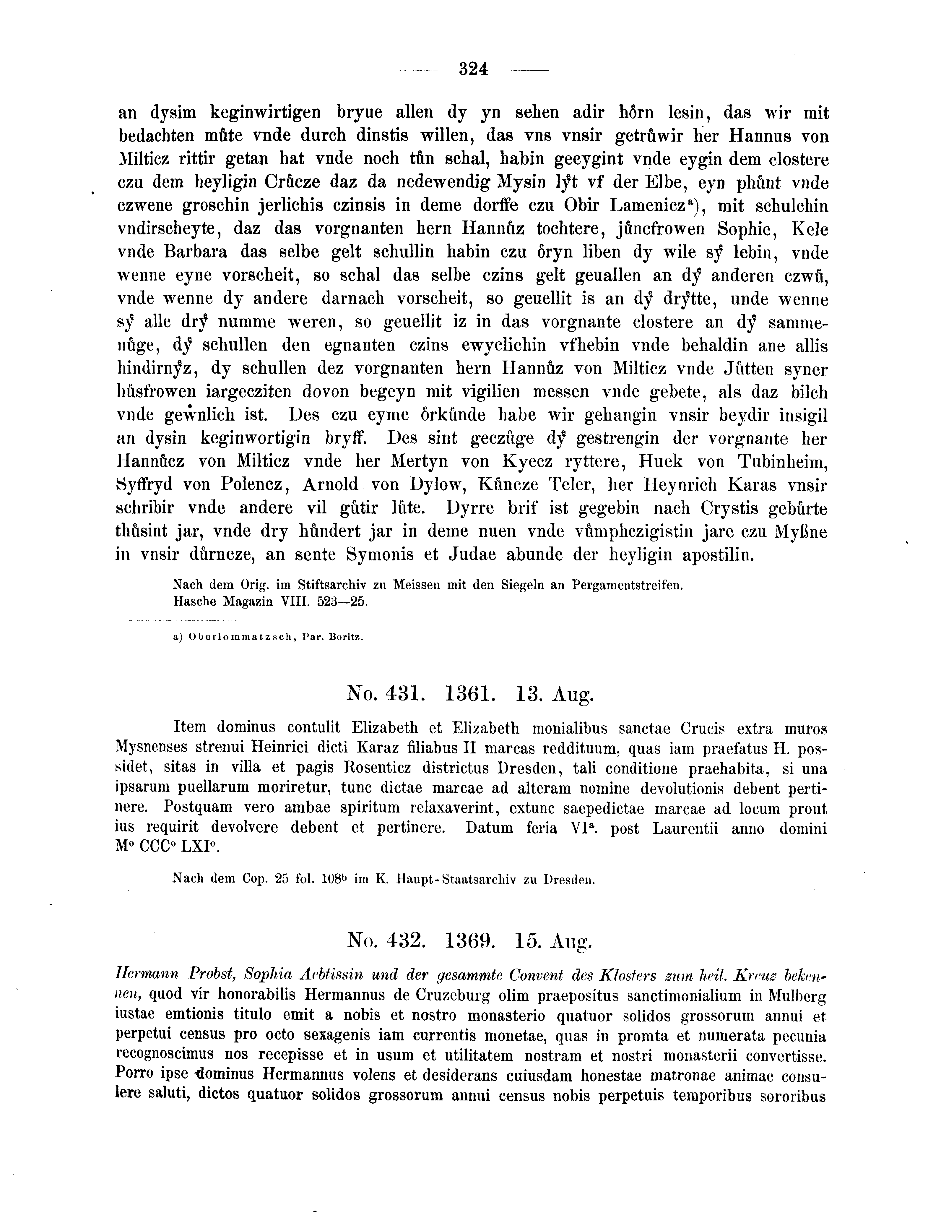 Historische Urkunde Seite 324 aus Band cds2_04