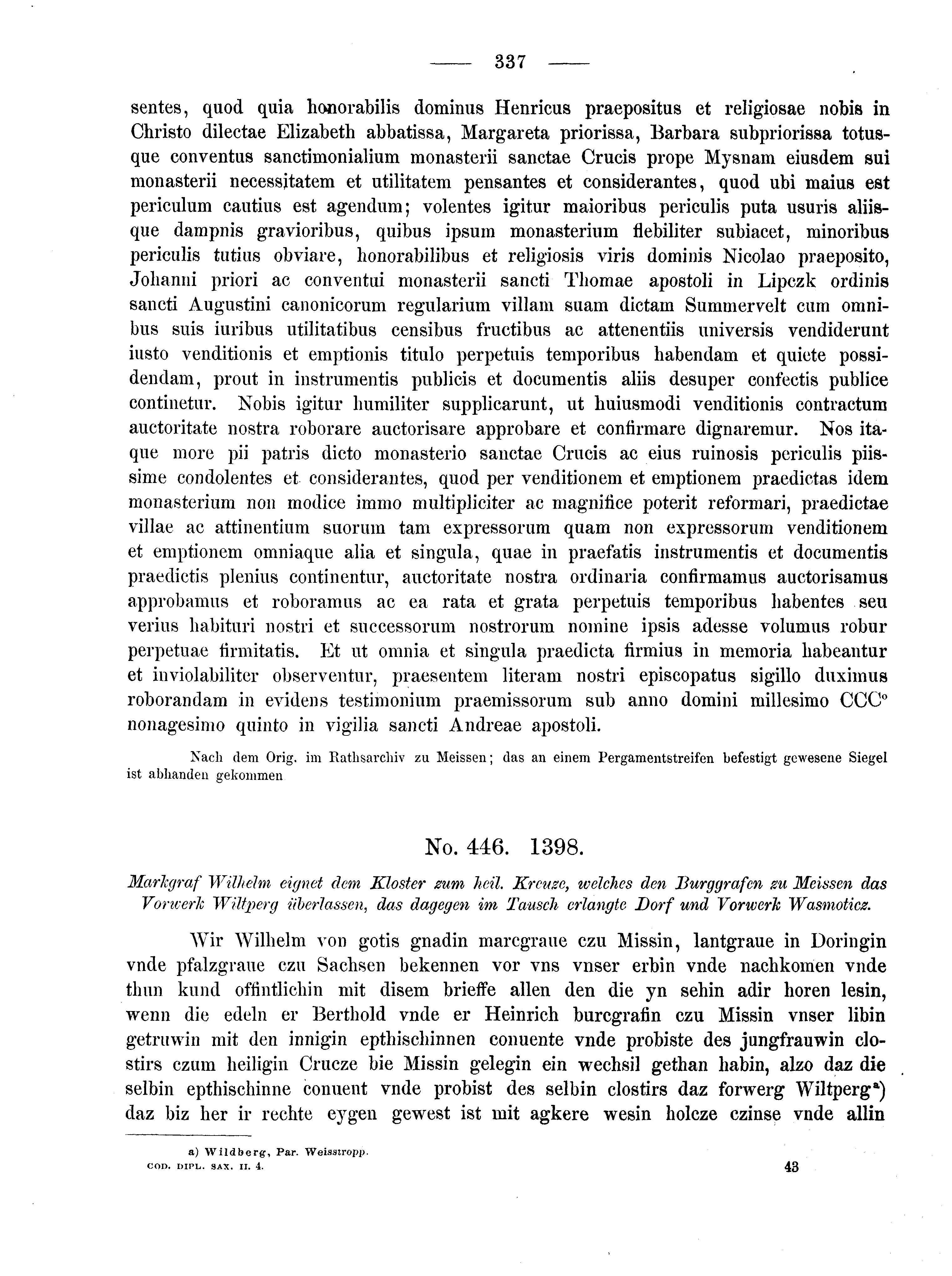 Historische Urkunde Seite 337 aus Band cds2_04