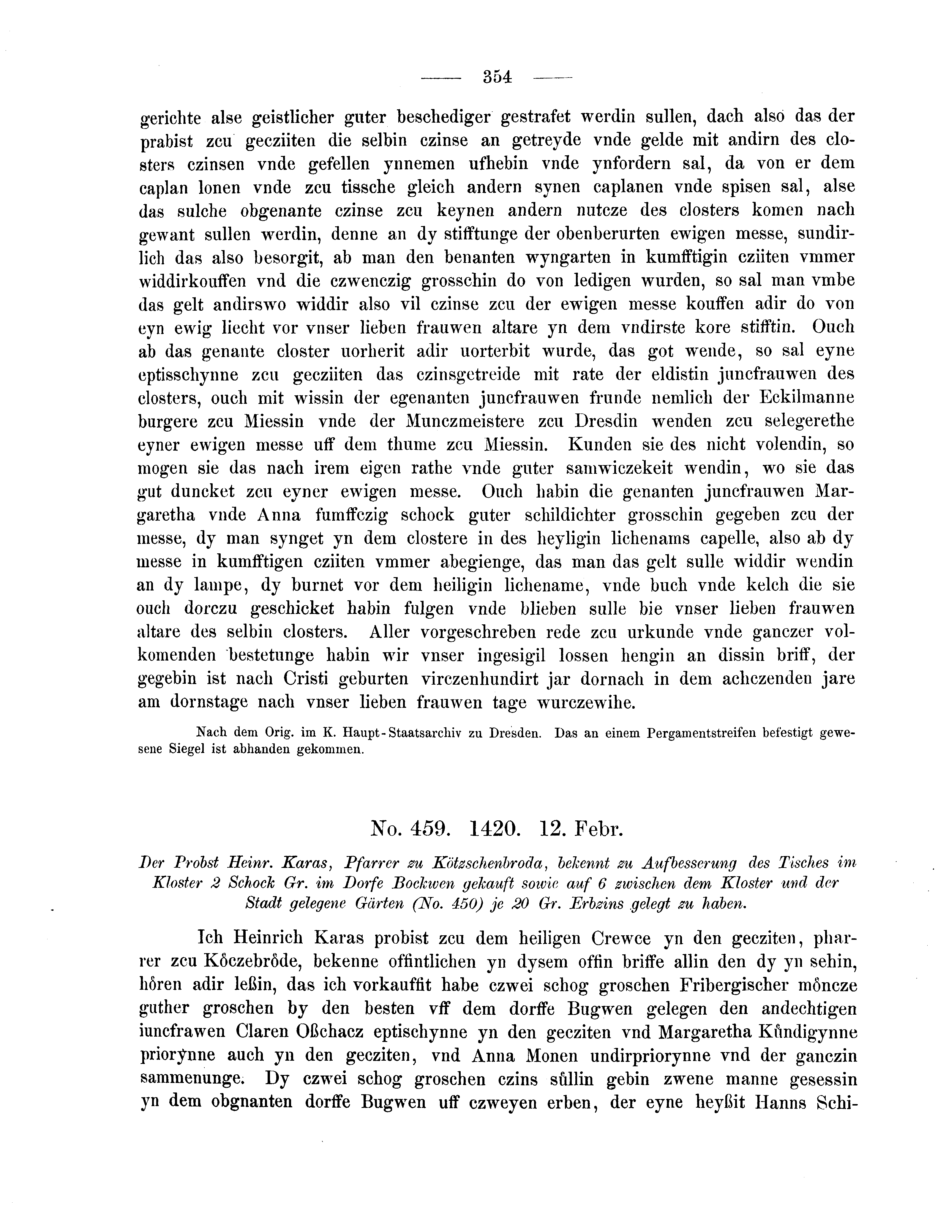 Historische Urkunde Seite 354 aus Band cds2_04