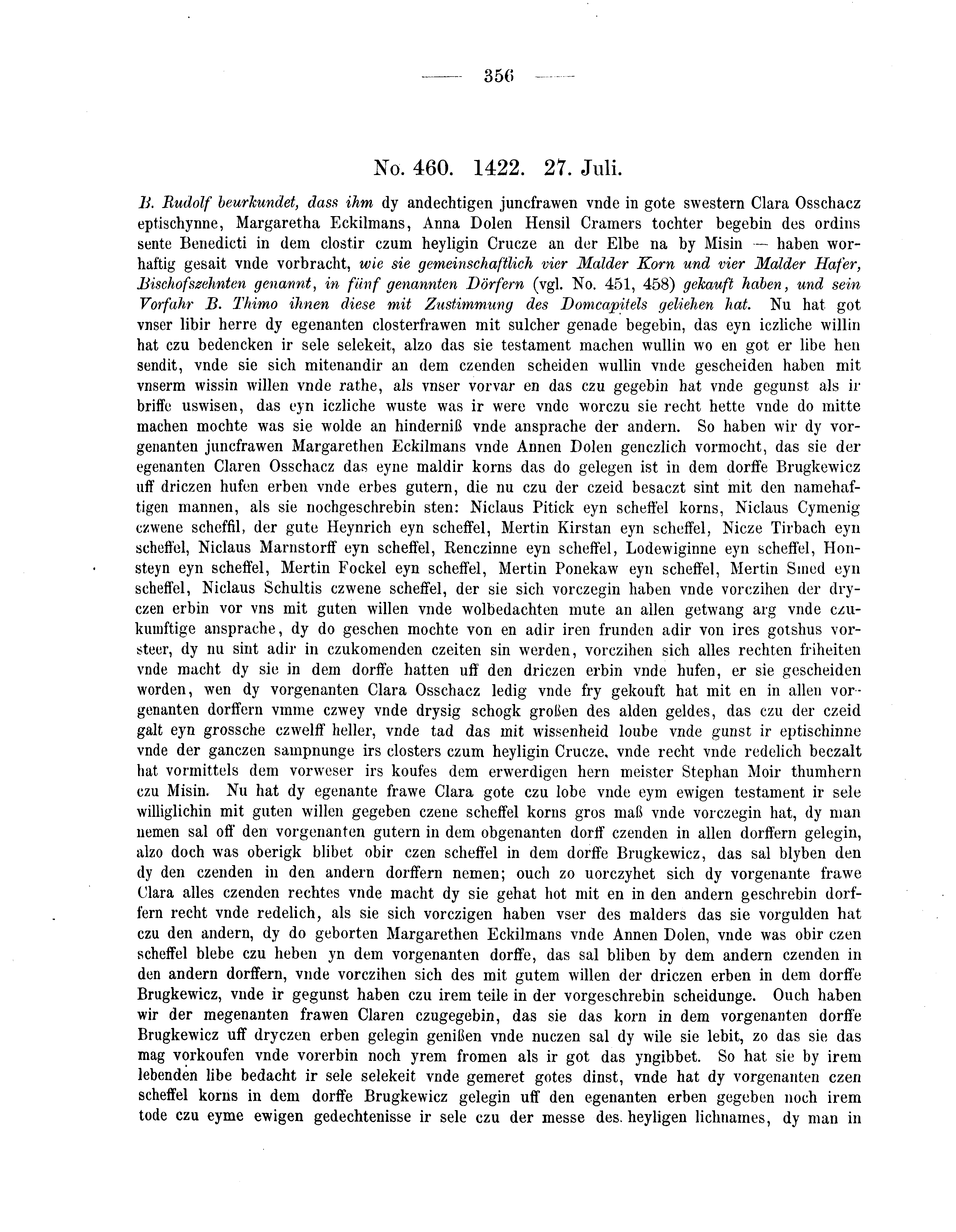 Historische Urkunde Seite 356 aus Band cds2_04